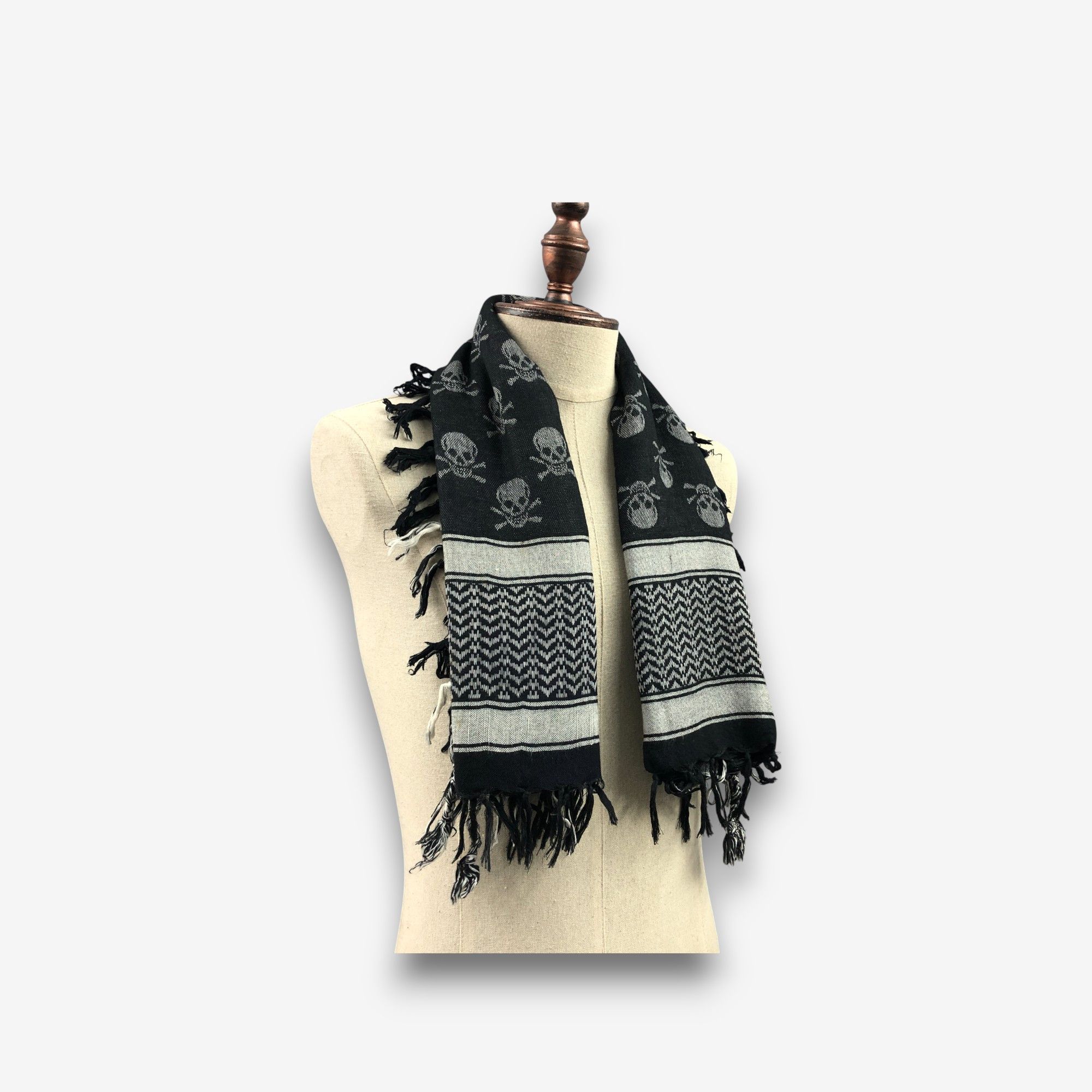 Japanese Brand Vintage Japanese Brand Skulls Scarf Muffler Wool Scarves. Size ONE SIZE - 2 Thumbnail