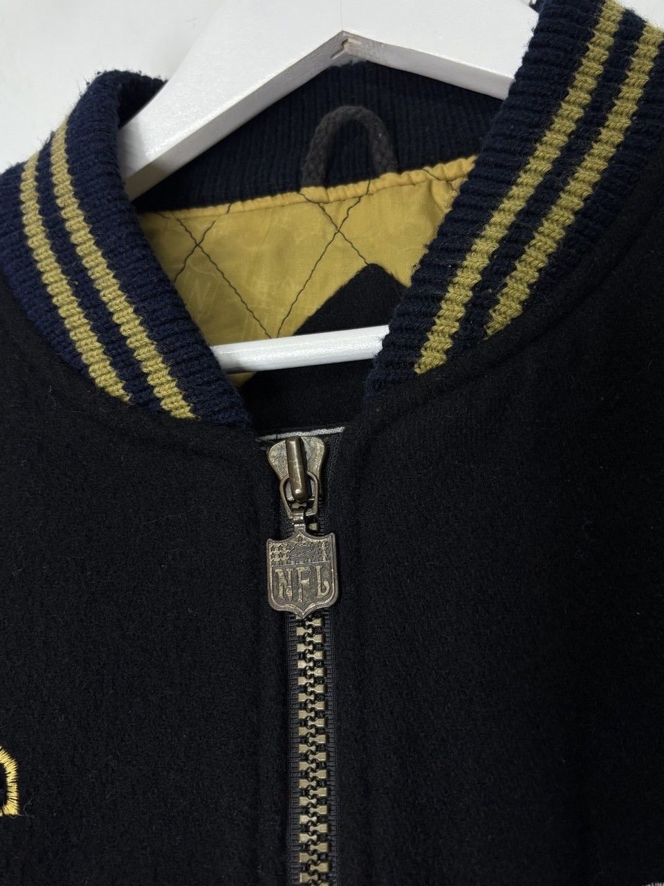 NFL Saints New Orleans Vintage 90s Wool Leather Varsity Jacket Size US XL / EU 56 / 4 - 18 Thumbnail