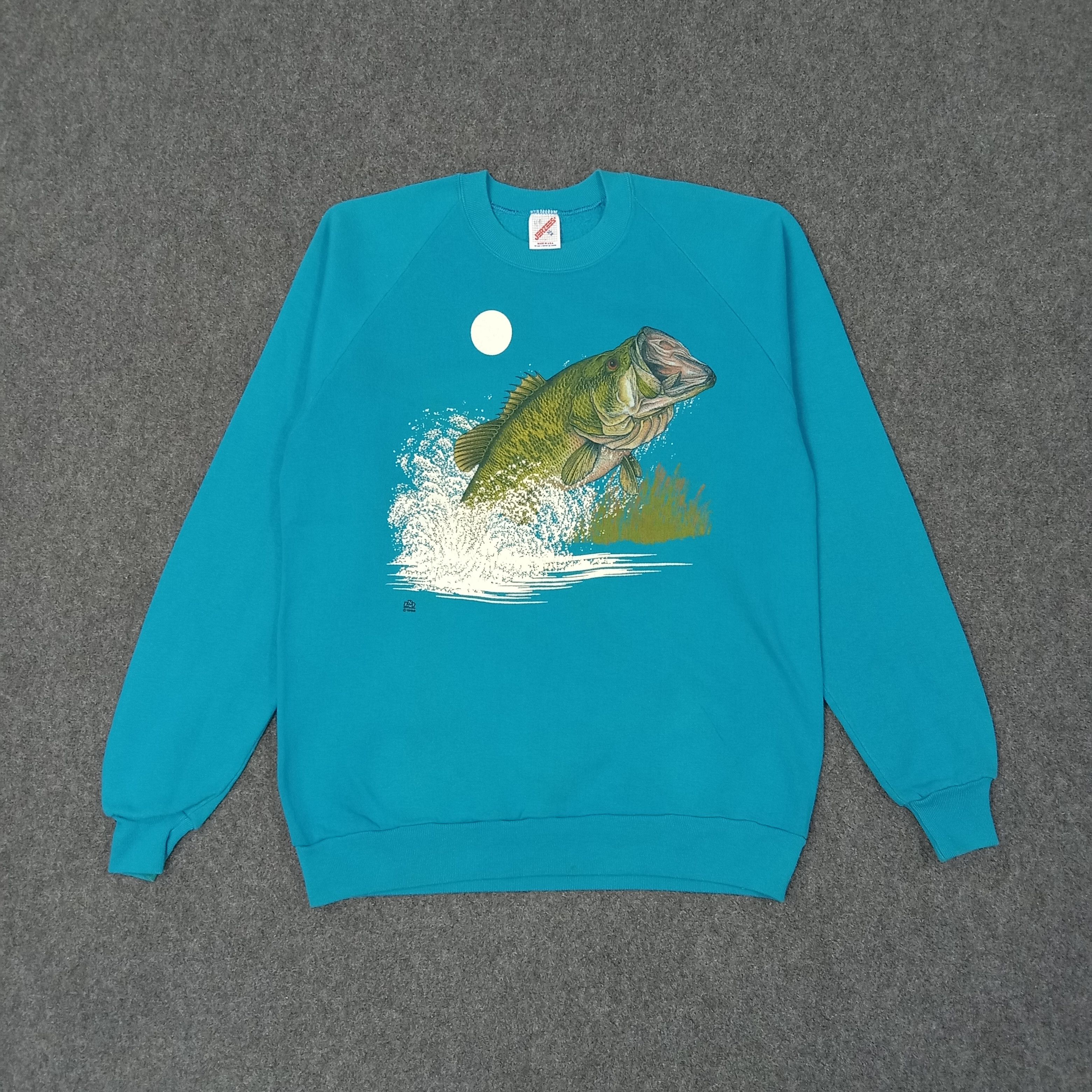 Vintage Fish Art American Fishing Style Sweatshirt C225N3 Size US M / EU 48-50 / 2 - 1 Thumbnail