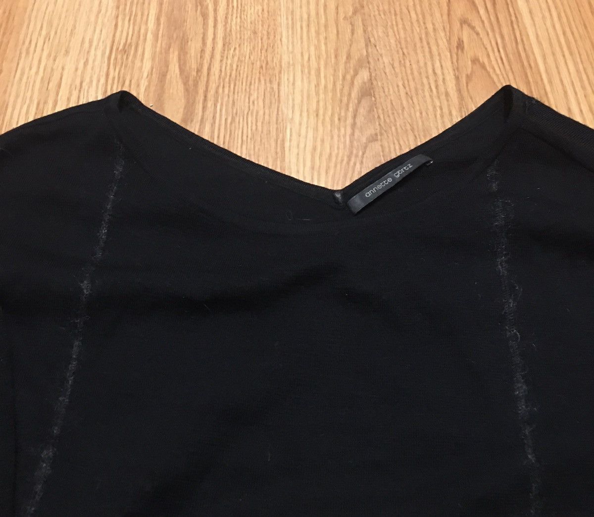 Annette Gortz Annette Gortz Black Merino Wool Mohair Trim Jumper Size L Size L / US 10 / IT 46 - 7 Thumbnail