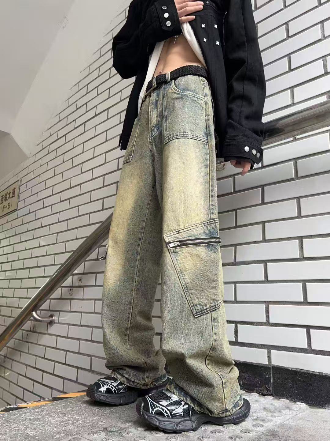 Vintage Men's street washed retro distressed cargo jeans y2k Size US 32 / EU 48 - 1 Thumbnail