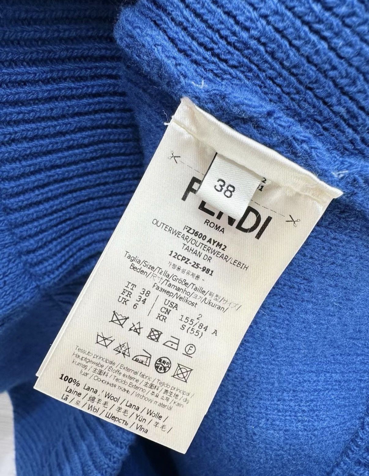 Fendi FENDI Klein Blue Wool Knit Cardigan J33 Size XS / US 0-2 / IT 36-38 - 5 Thumbnail