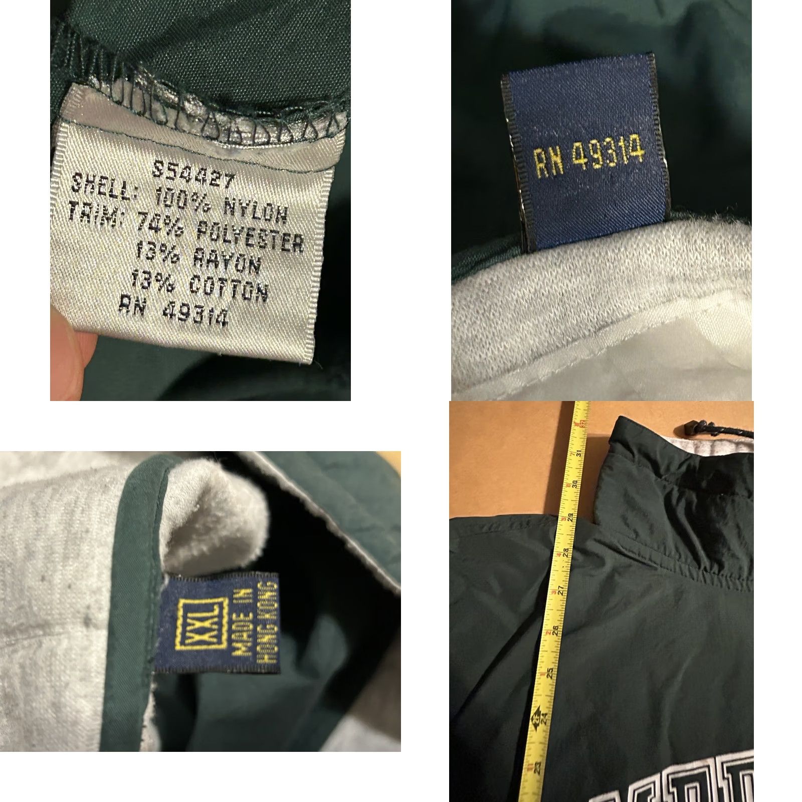 Vintage VTG Mercyhurst University Pullover Windbreaker Unisex Adults 2XL Green Mock Neck Nylon Jacket Mid-Length Solid Centered Chest 64 In Classic Fit Size US XXL / EU 58 / 5 - 9 Thumbnail