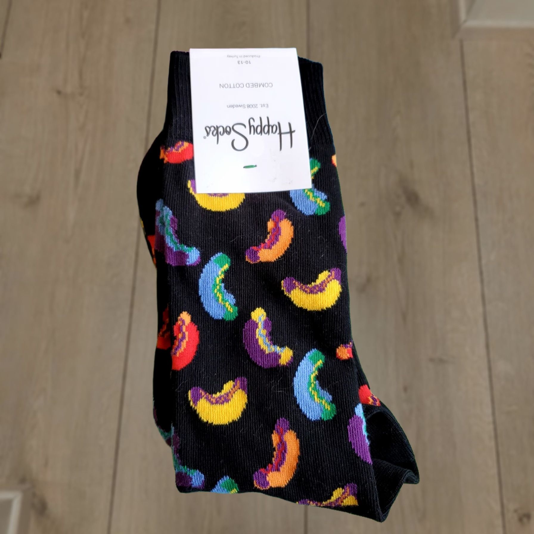 Happy Socks HAPPY SOCKS Colorful Hotdogs Sock Unisex Adults 10-13 Black Cotton Blend Casual Socks Size ONE SIZE - 1 Thumbnail