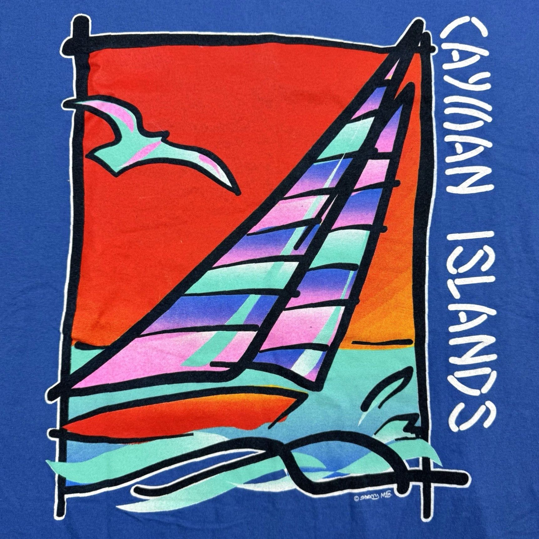 Vintage VINTAGE Cayman Islands T Shirt Adult XL Sailboat Ocean Sea 90s Beach Nautical Travel Mens XL Blue Graphic Print Size US XL / EU 56 / 4 - 2 Thumbnail