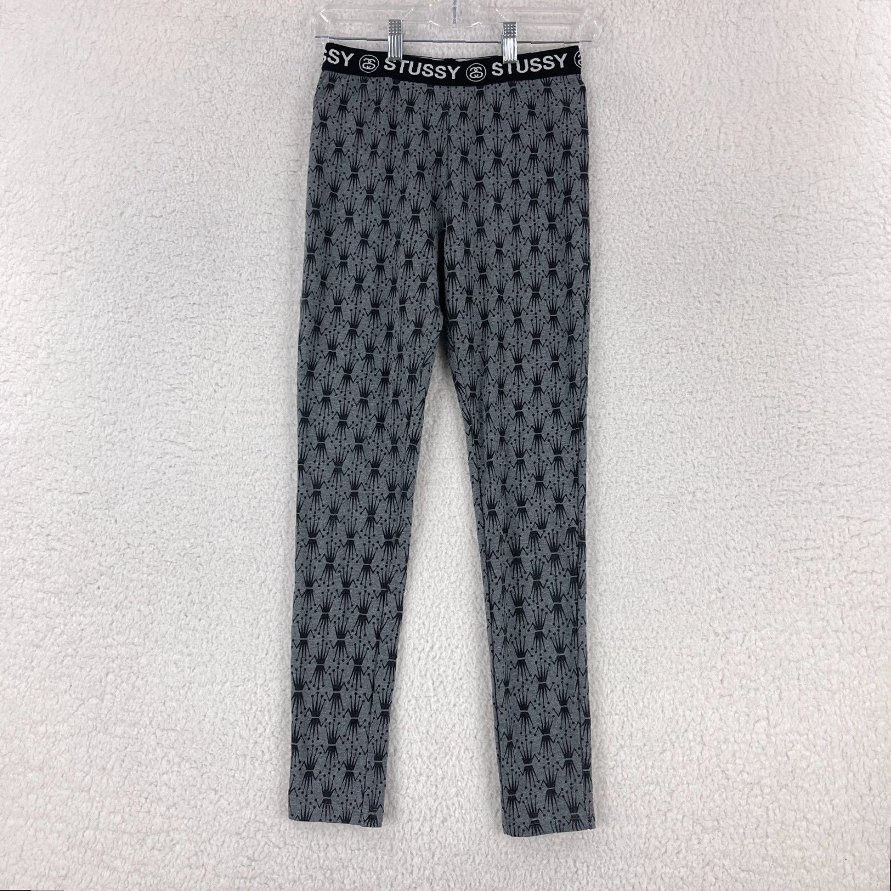Logo 7 Stussy Black Pull On Logo Legging Pants Womens Small Elastic Waist Stretch Size 28" / US 6 / IT 42 - 2 Thumbnail