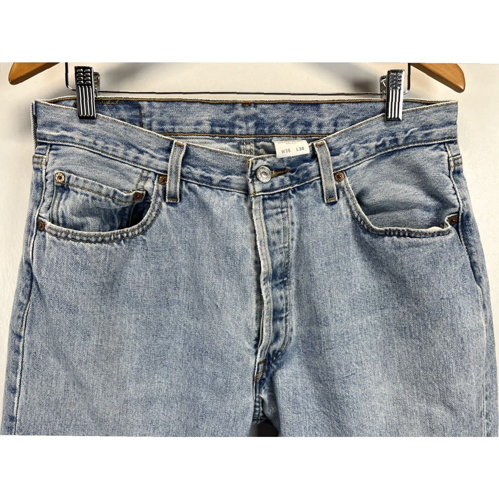 Levi's VINTAGE Levi's 501 Jeans Mens Regular 36 x 30 Straight Red Cotton Size US 36 / EU 52 - 3 Thumbnail
