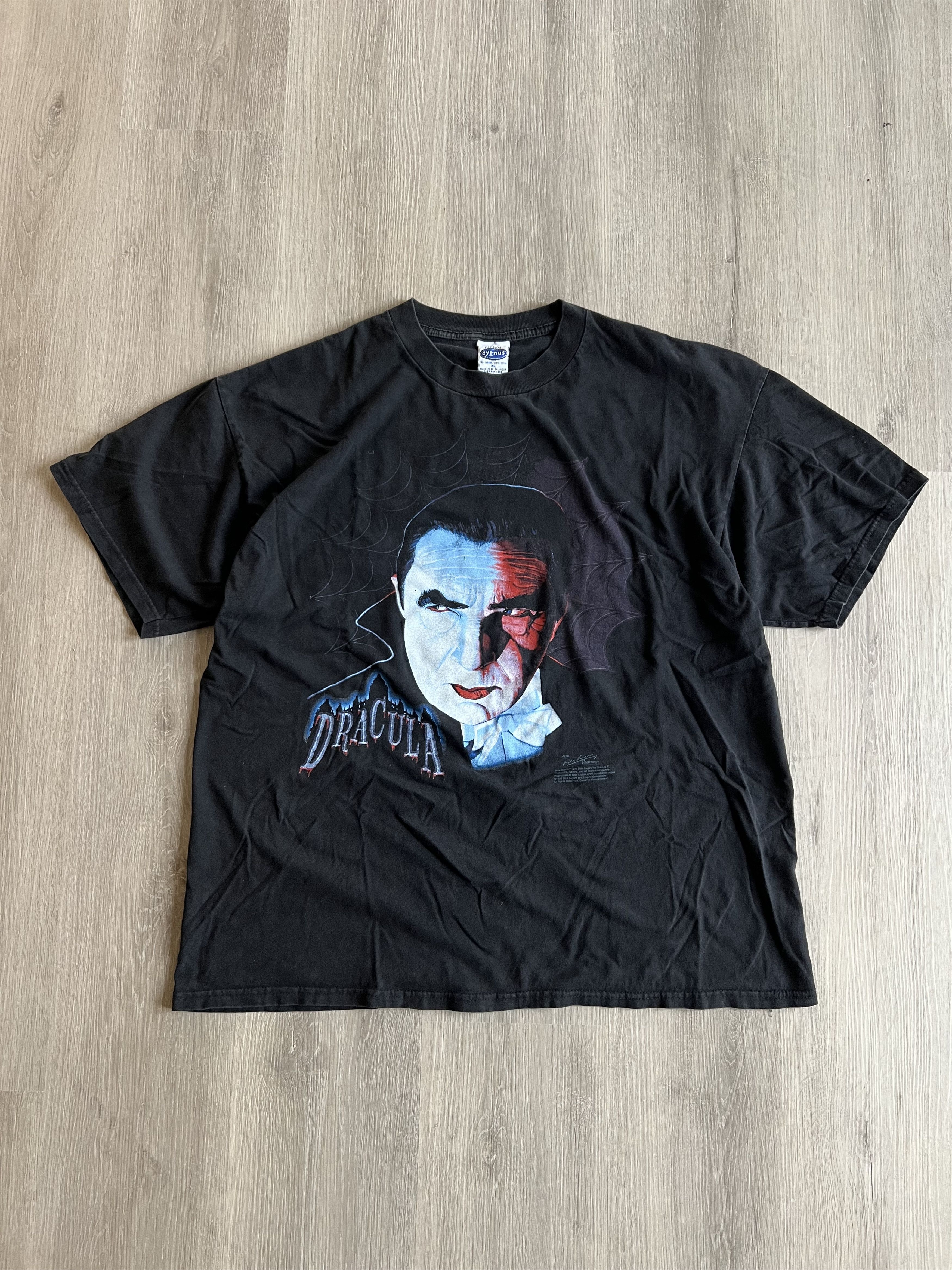 Vintage 90s Dracula Tee Bela Lugosi Tee Nosferatu Bat Horror Promo Size US XL / EU 56 / 4 - 1 Thumbnail