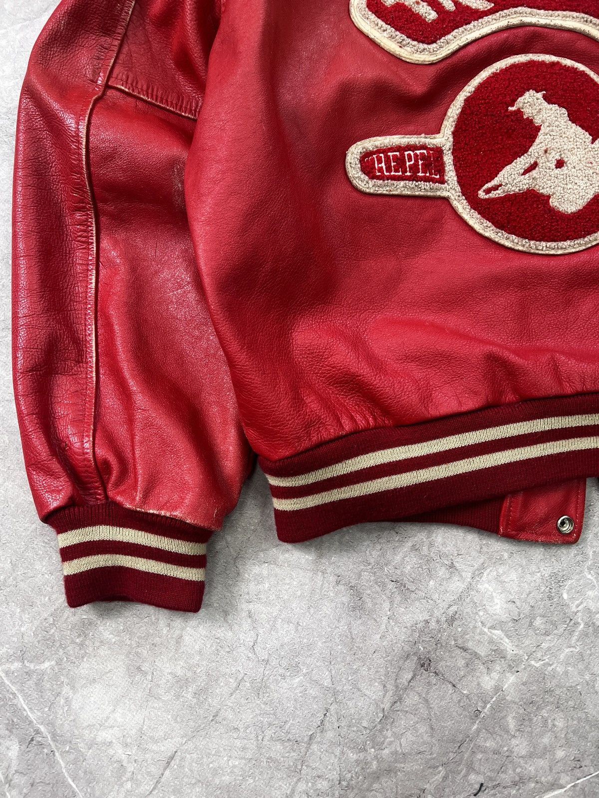 Lee × Vintage Vintage retro leather LEE STORM RIDER TREVOR VARSITY JACKET Size US M / EU 48-50 / 2 - 17 Thumbnail