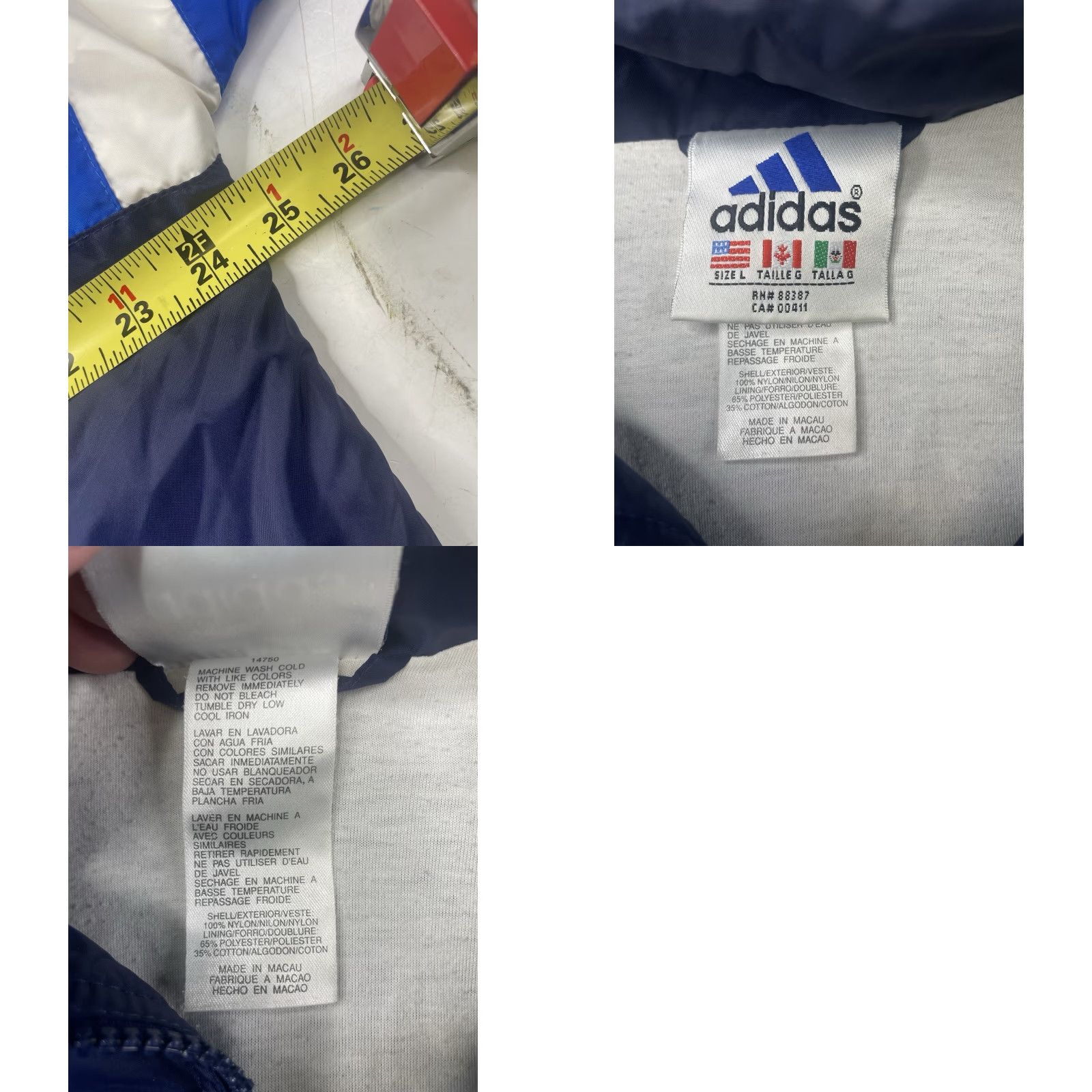 Adidas VINTAGE ADIDAS Windbreaker Jacket L Men Blue White Striped Spell Out Trefoil Nylon Hip Hop 90s Size US L / EU 52-54 / 3 - 8 Thumbnail