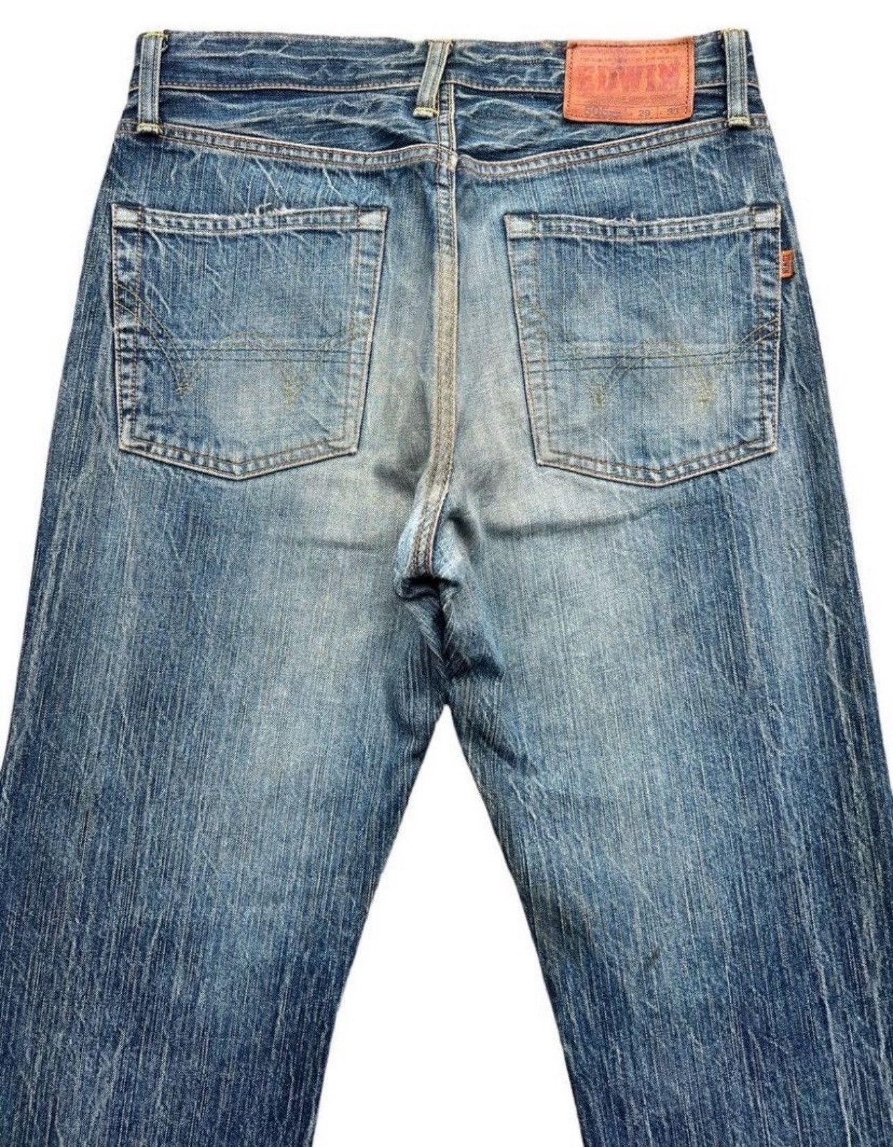 Edwin Vintage Edwin 505ZX Selvedge Distressed Denim Jeans 31x31 Size US 31 - 5 Thumbnail