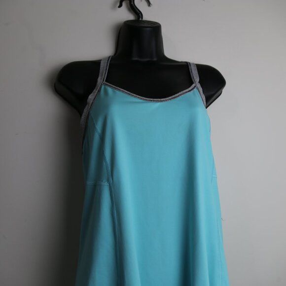Lululemon Lululemon Run Zoom Singlet Teal Blue Striped Trim Tank Top Size L / US 10 / IT 46 - 2 Thumbnail