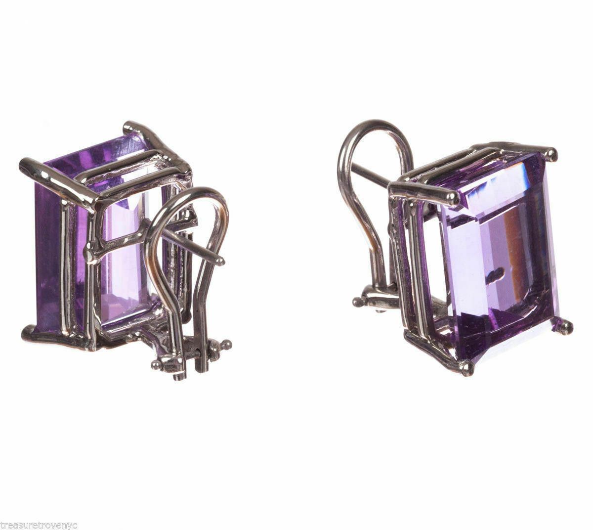 Designer 14 kt White Gold Emerald Cut Amethyst Earrings Alberto Juan Size ONE SIZE - 2 Thumbnail