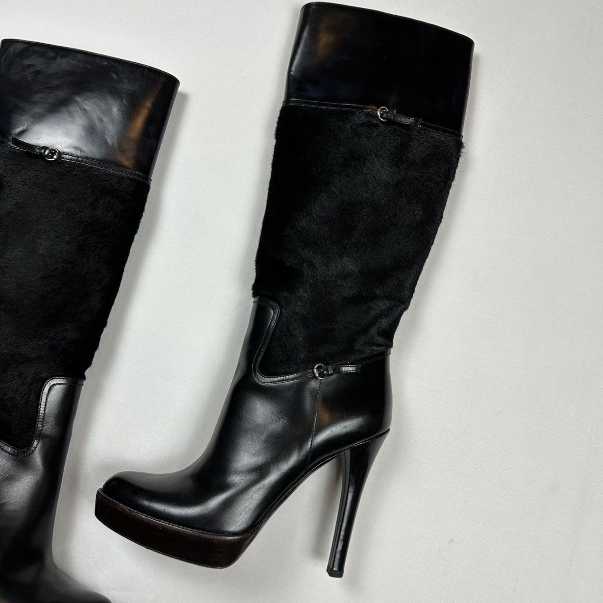 Gucci 2000s Gucci By Tom Ford Pony Hair Platform Boots Archive Size US 11 / IT 41 - 4 Thumbnail