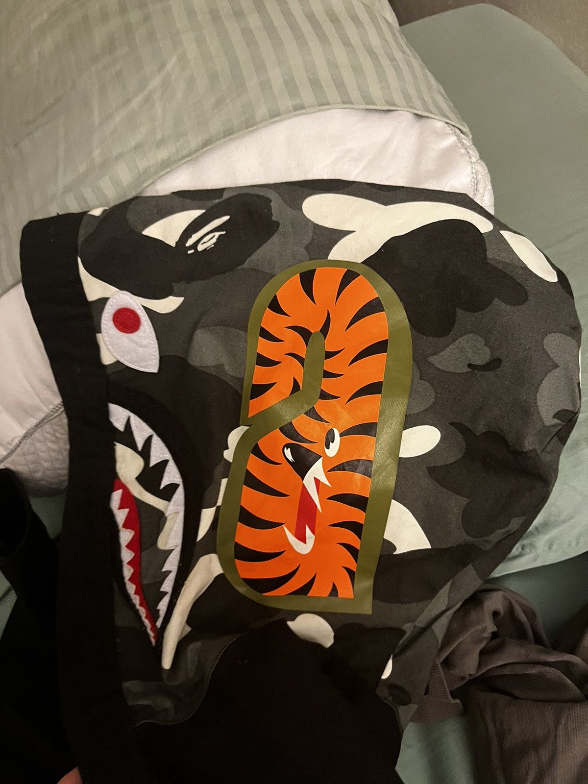 image of Bape City Camo Shark Shirt Hoodie in Black, Women's (Size XS)