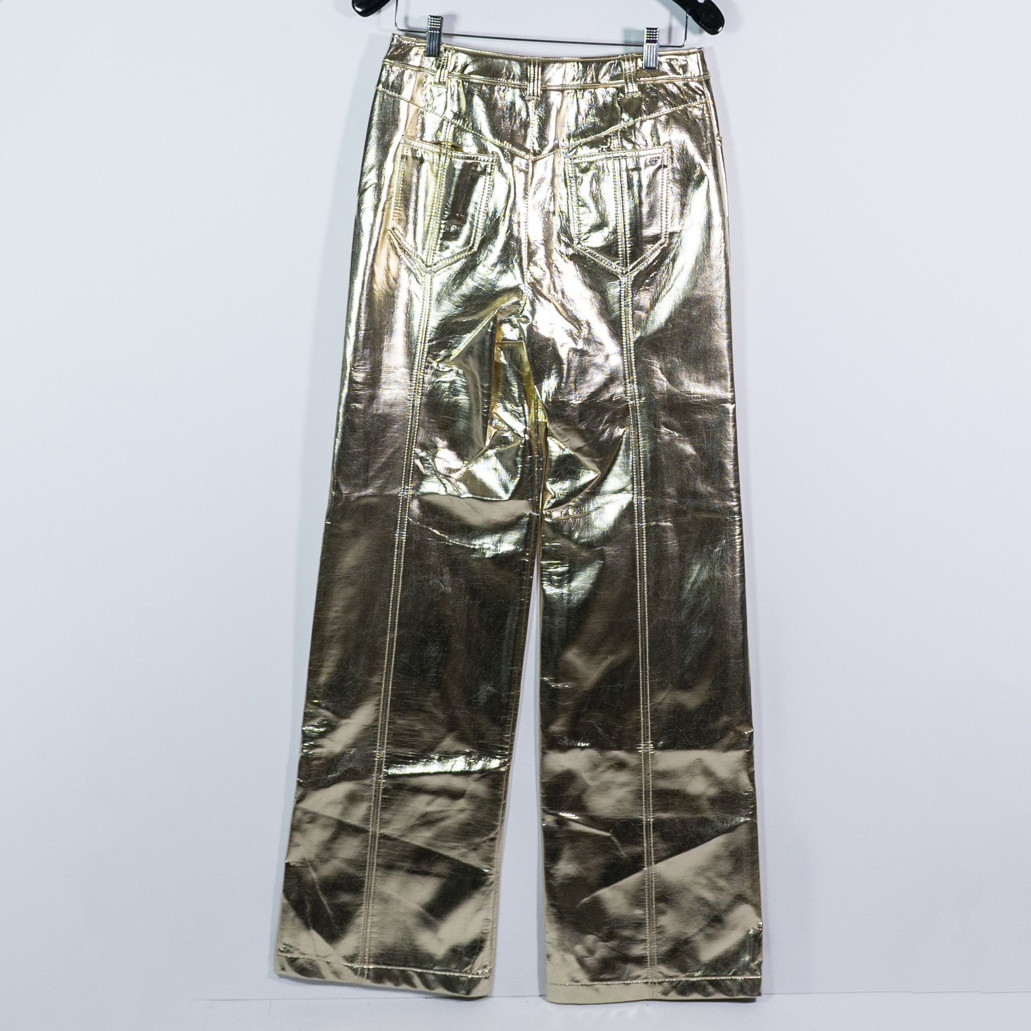 Cinq a Sept NEW Cinq A Sept Francine Metallic Gold Faux Size 28" / US 6 / IT 42 - 4 Thumbnail