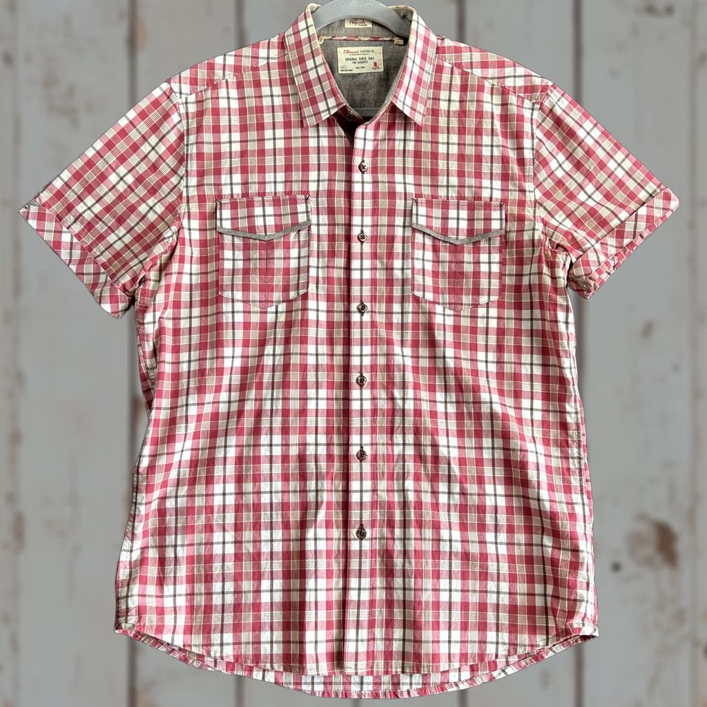 Vintage VINTAGE 7 Diamonds Mens Short Sleeve Button Down Shirt L Red Plaid Casual Preppy Shirt Size US L / EU 52-54 / 3 - 1 Thumbnail