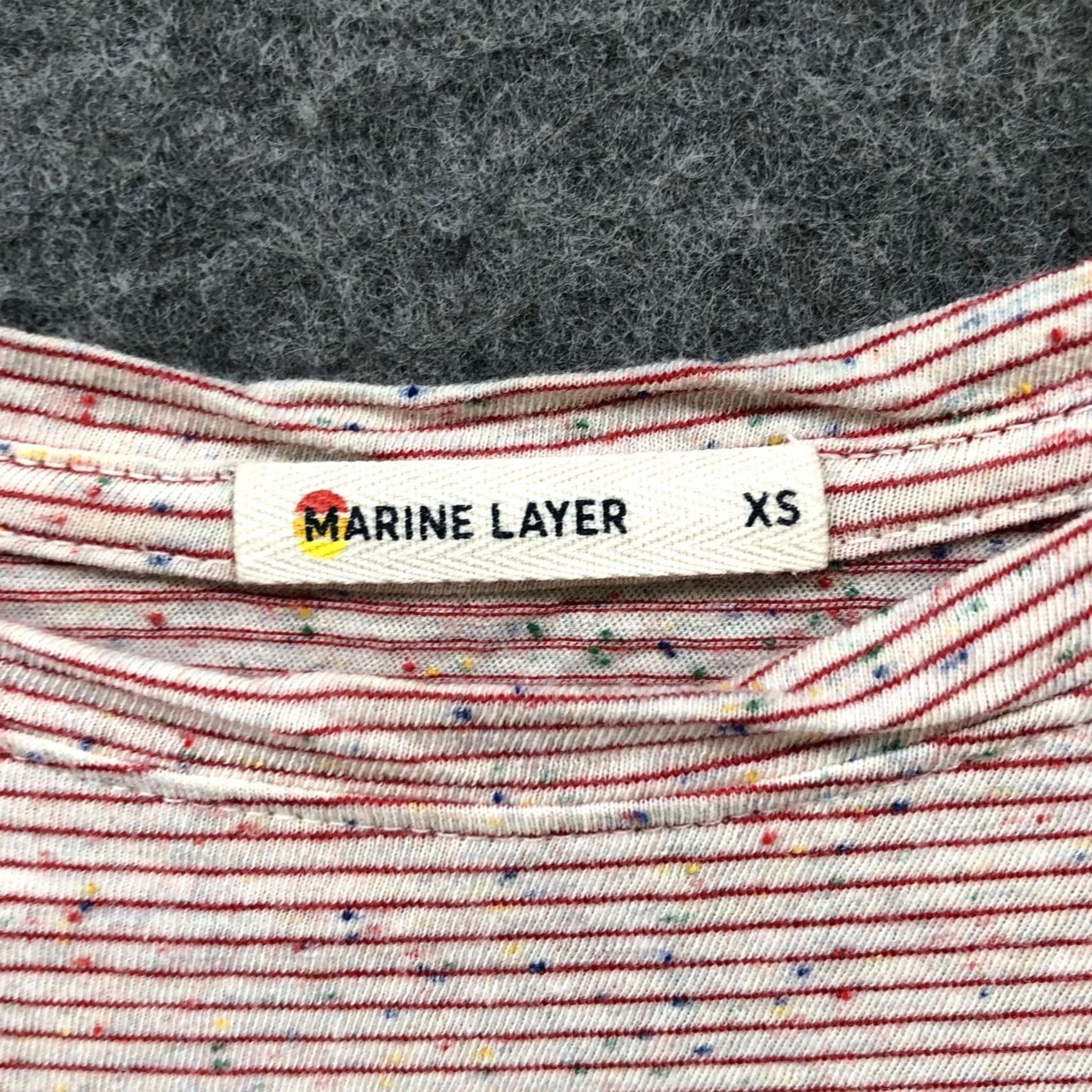 Marine Layer Marine Layer Swing Crew Tee Womens XS Confetti Red Stripe Short Sleeve Size 26" / US 2 / IT 38 - 5 Thumbnail