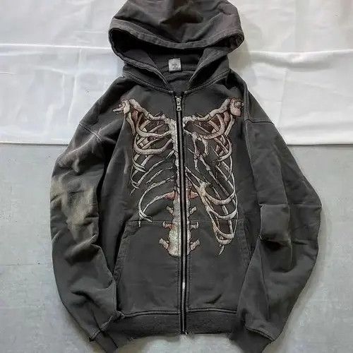 Japanese Brand Kimura x Asou Punk Zip Up Hoodie Gothic Style Skeleton Size US M / EU 48-50 / 2 - 7 Thumbnail