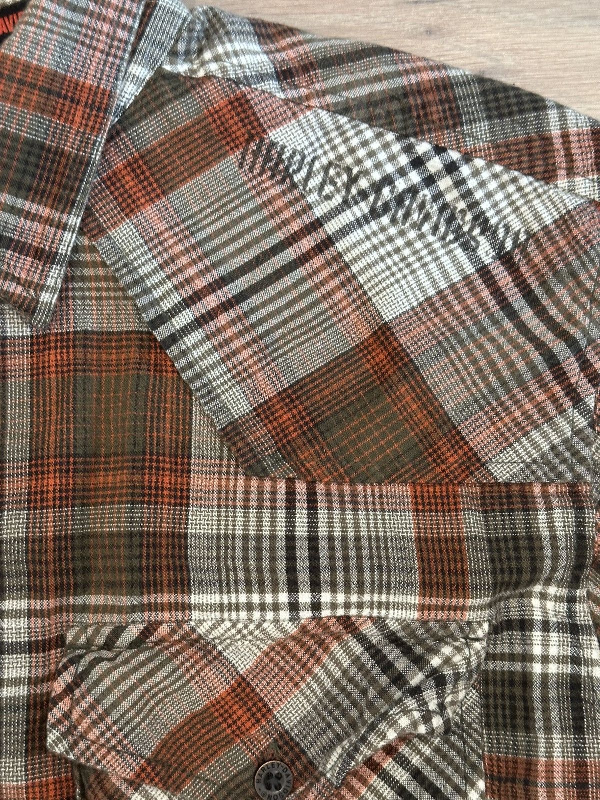Harley Davidson Harley Davidson Orange/Green Flannel Button Up XL Size US XL / EU 56 / 4 - 4 Thumbnail