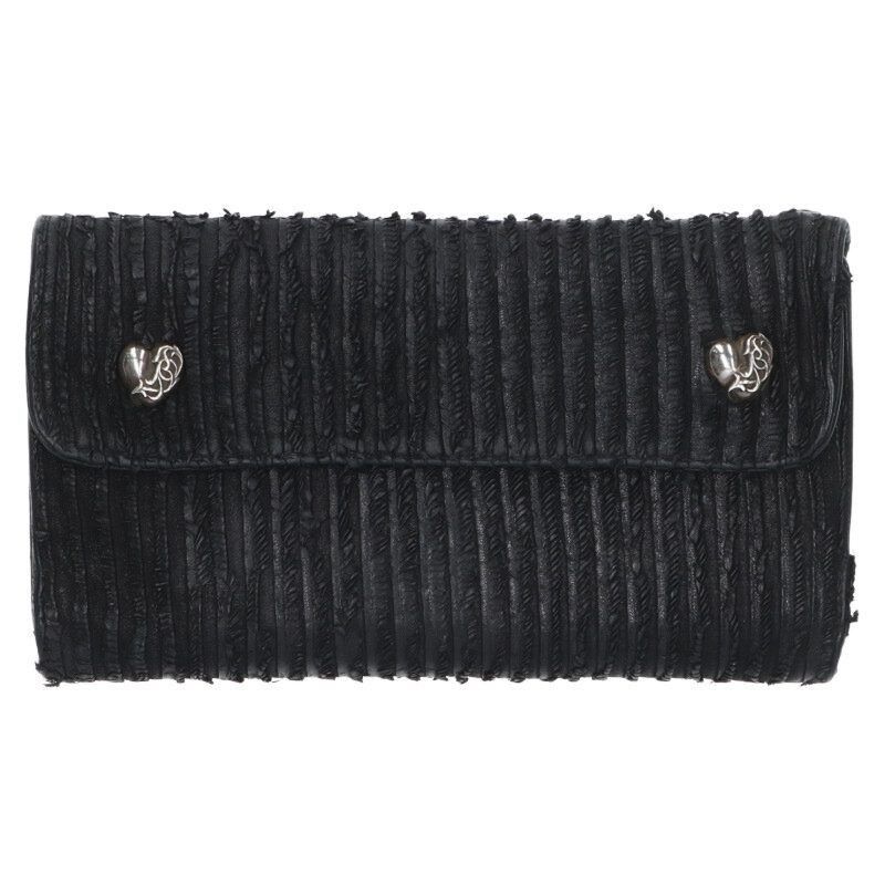 Chrome Hearts WAVE Heart Button Leather Wallet