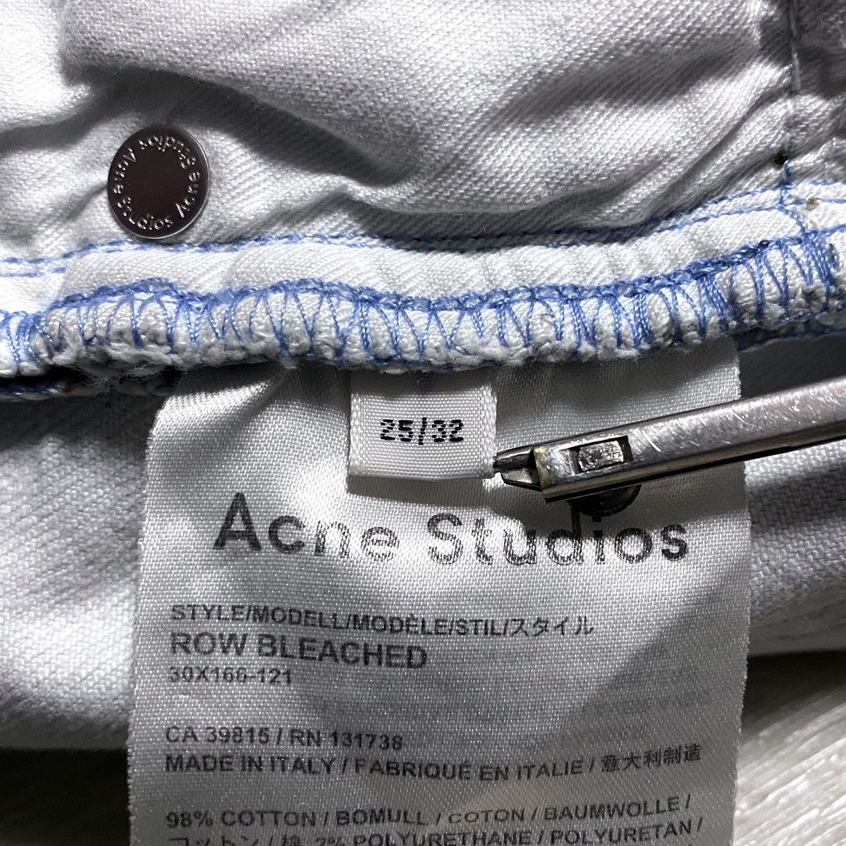 Acne Studios Women’s Acne Studios Row Bleached Jeans Denim Washed Dyed Size 25" / US 0 / IT 36 - 19 Thumbnail