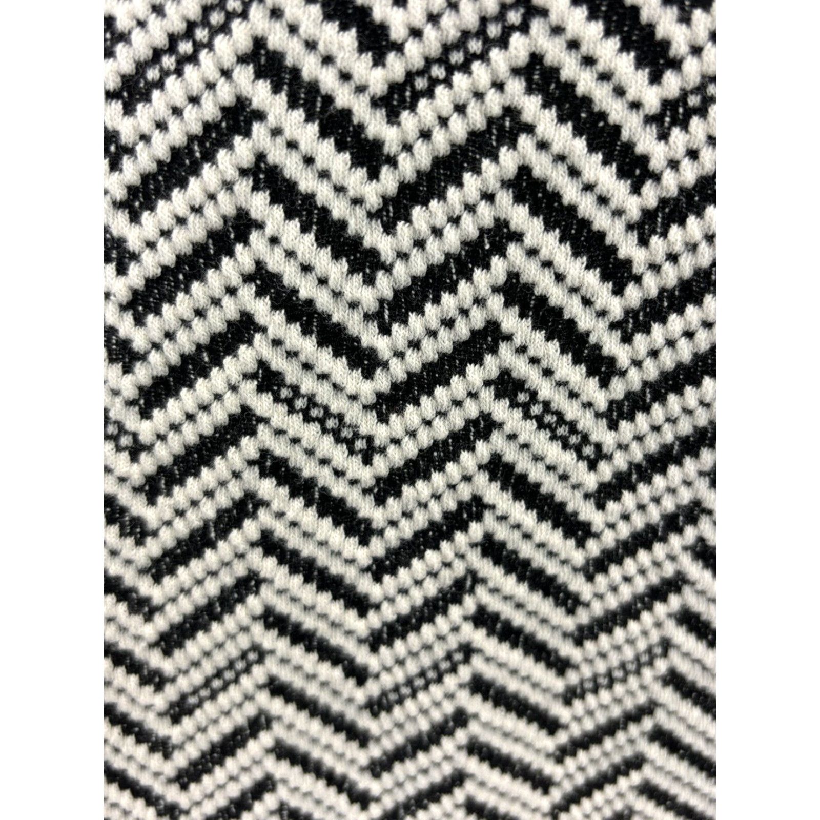 Vintage Chicos Jacket Womens M Ivory Black Chevron Knit Jacquard Duster Snap Closure Size M / US 6-8 / IT 42-44 - 7 Thumbnail