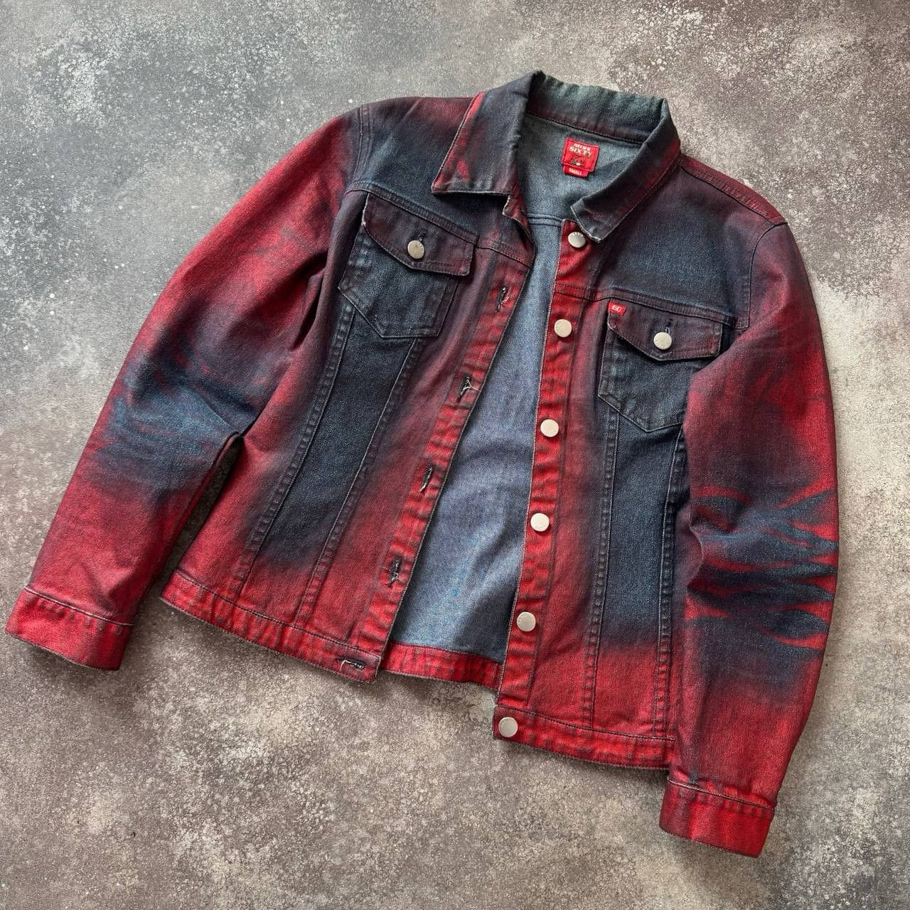 Archival Clothing Japanese Brand Miss Sixty Y2K Miss Sixty Vintage Red and Blue Acid Washed Denim Jacket Grailed