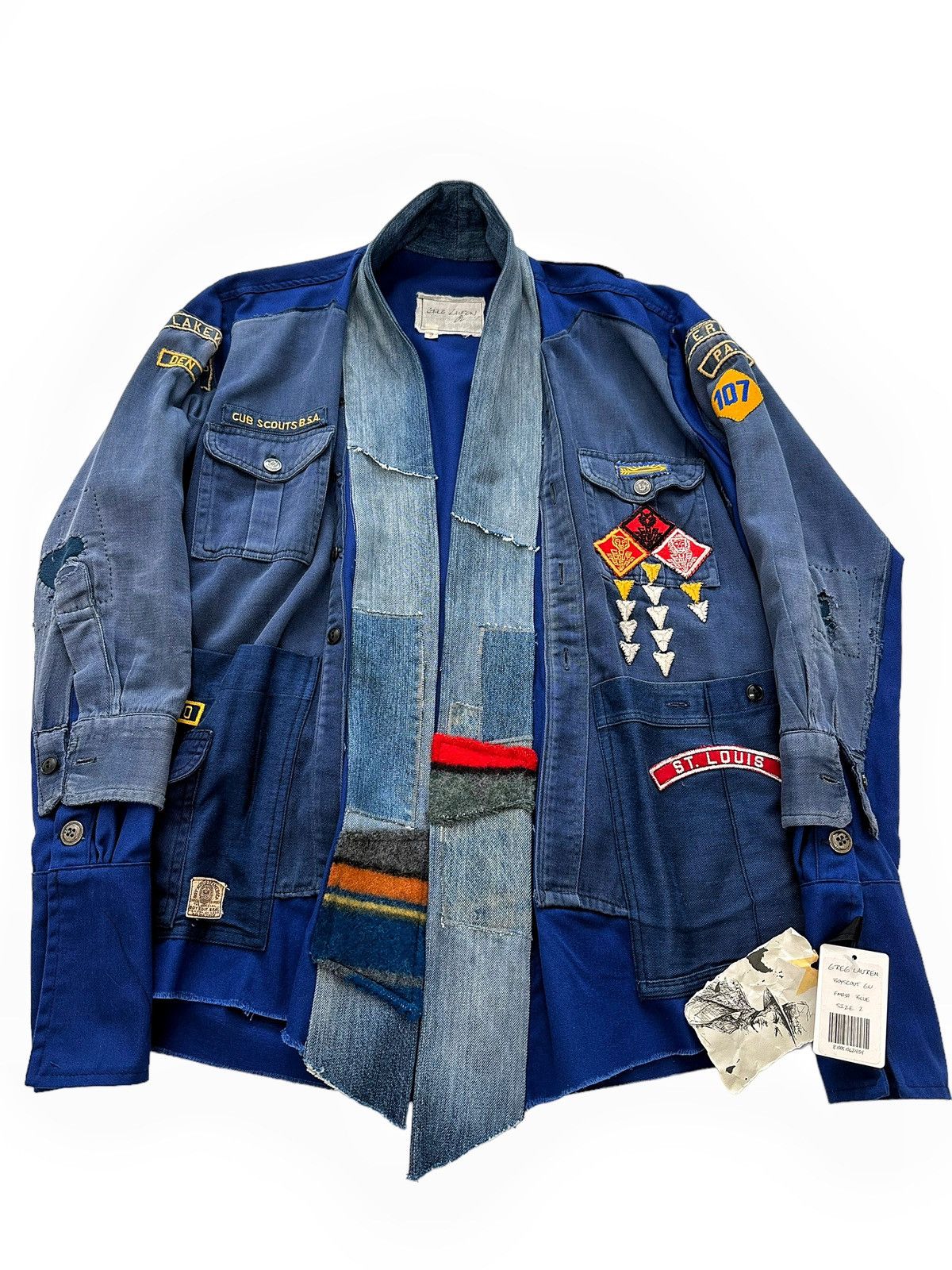 image of Greg Lauren Sz2 1/1 Vintage Boy-Scout Uniform Gl1 Kimono in Blue, Men's (Size Medium)