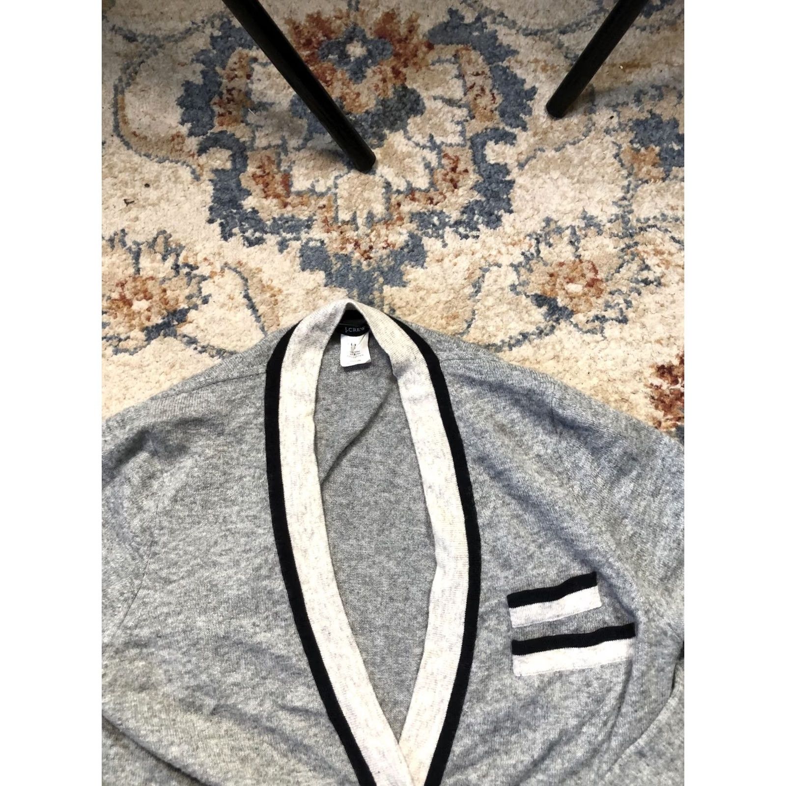 J.Crew VINTAGE J.CREW Cardigan Sweater Womens M Gray Wool Blend Long Button Pocket Cashmere Size M / US 6-8 / IT 42-44 - 2 Thumbnail