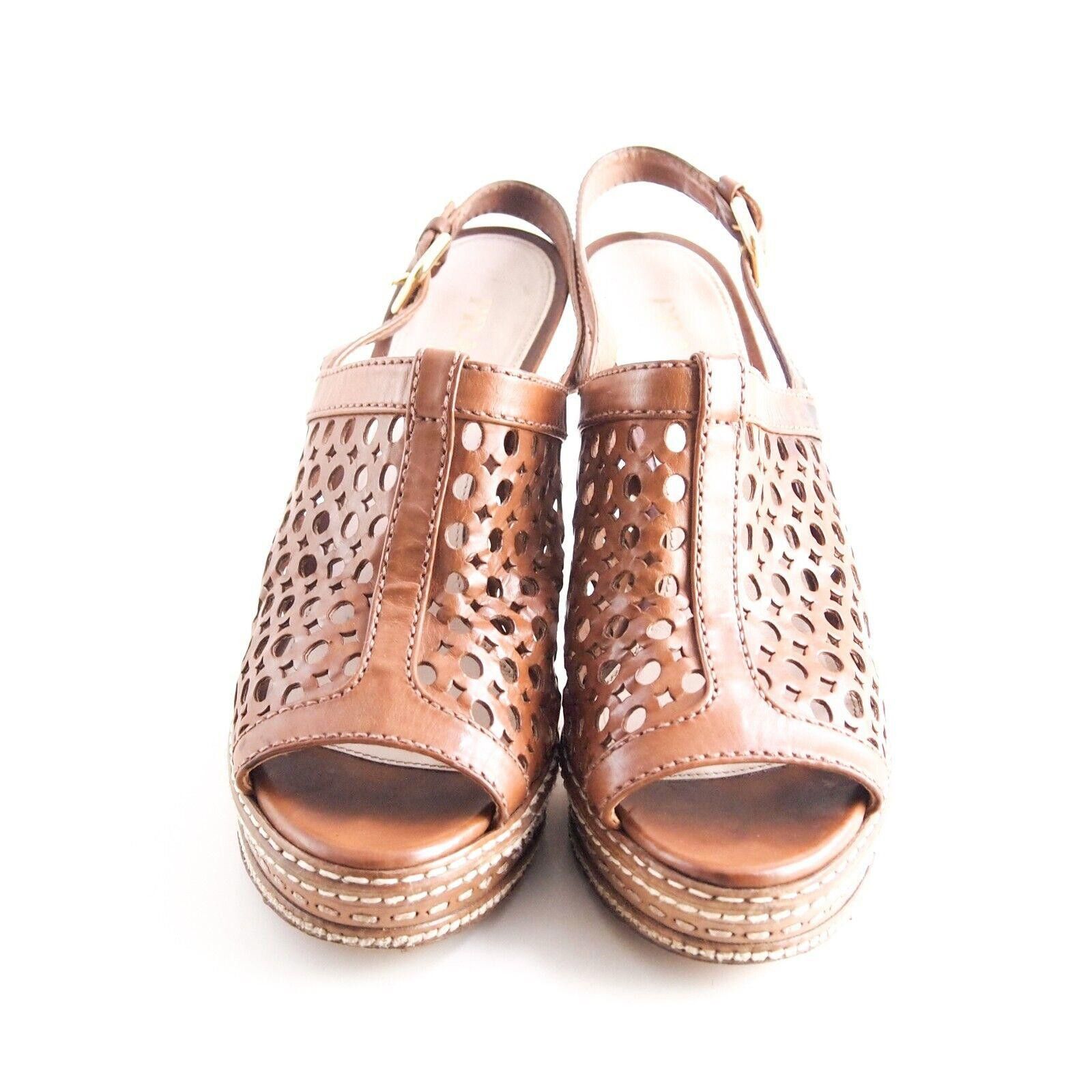 Prada Prada Cage Slingback Sandals Brown Leather Women US 10 EU 40 Size US 10 / IT 40 - 3 Thumbnail