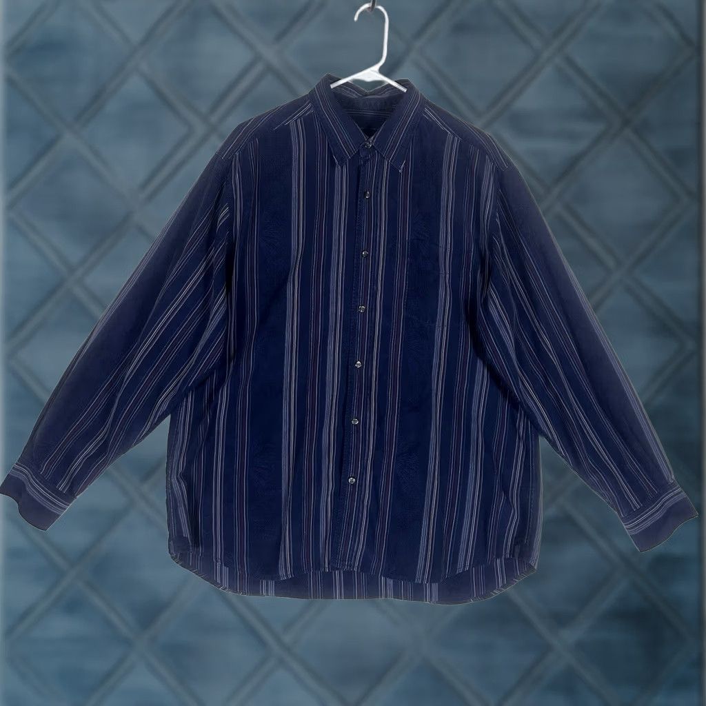Tommy Bahama Tommy Bahama Long Sleeve Button-Up Shirt Mens L Textured Striped Blue Casual Size US L / EU 52-54 / 3 - 1 Thumbnail