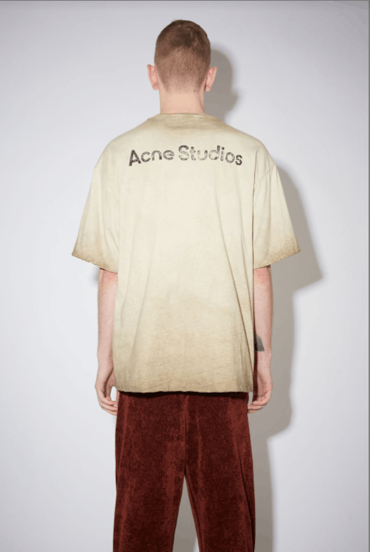 image of Acne Studios Double Layer Reversible Logo T-Shirt - Faded Cold Dye in Grey, Men's (Size Small)