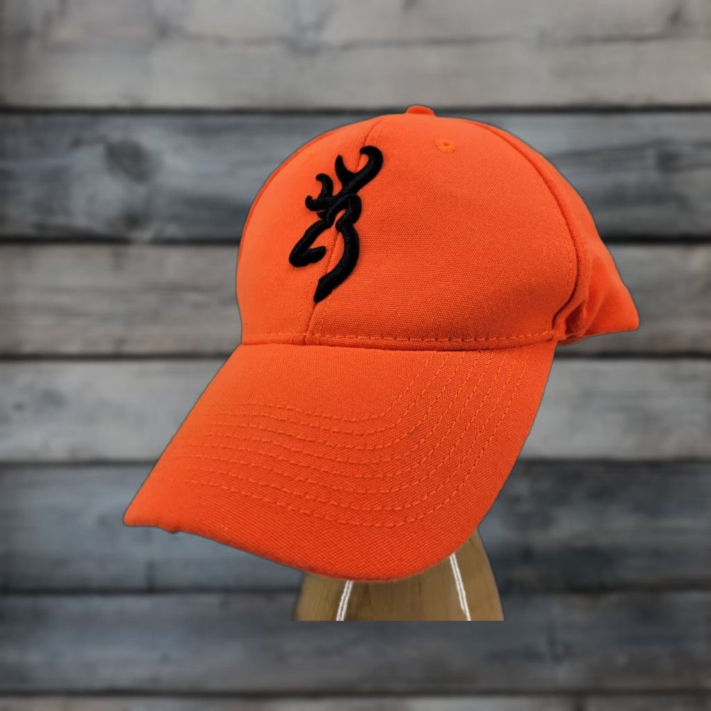 Vintage Browning Blaze Orange Hat w/ Black 3-D Embroidered Logo Adjustable Baseball Cap Unisex Adults One Size Orange Hunting Classic Style Mens/Womens Size 44L - 1 Thumbnail