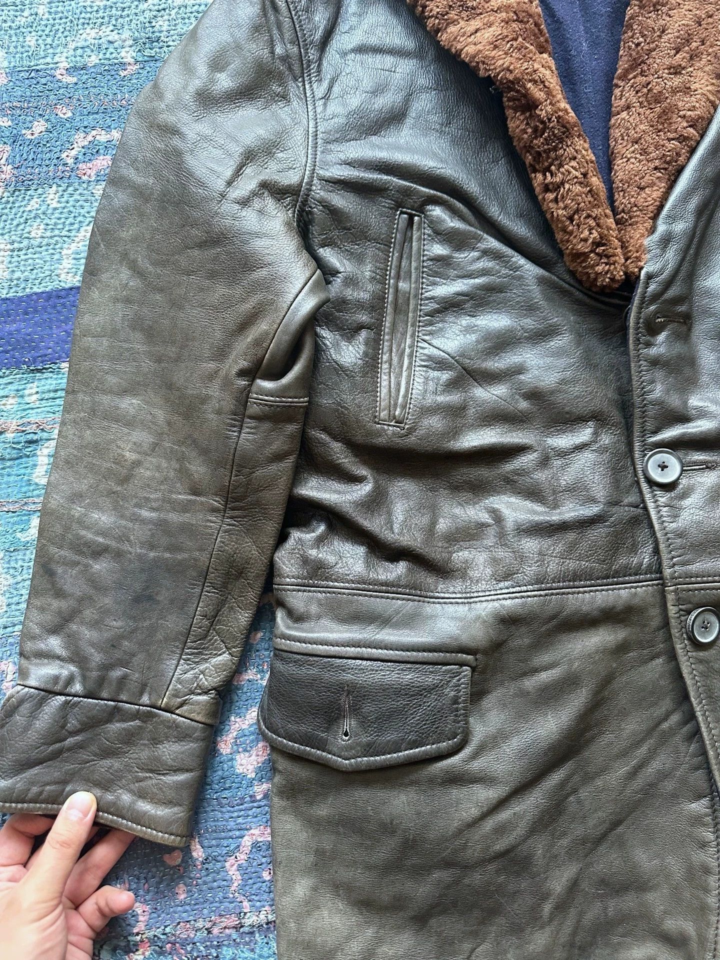 Levi's Brown Leather Jacket with Fur Collar - Size M Size US XXS / EU 40 - 3 Thumbnail