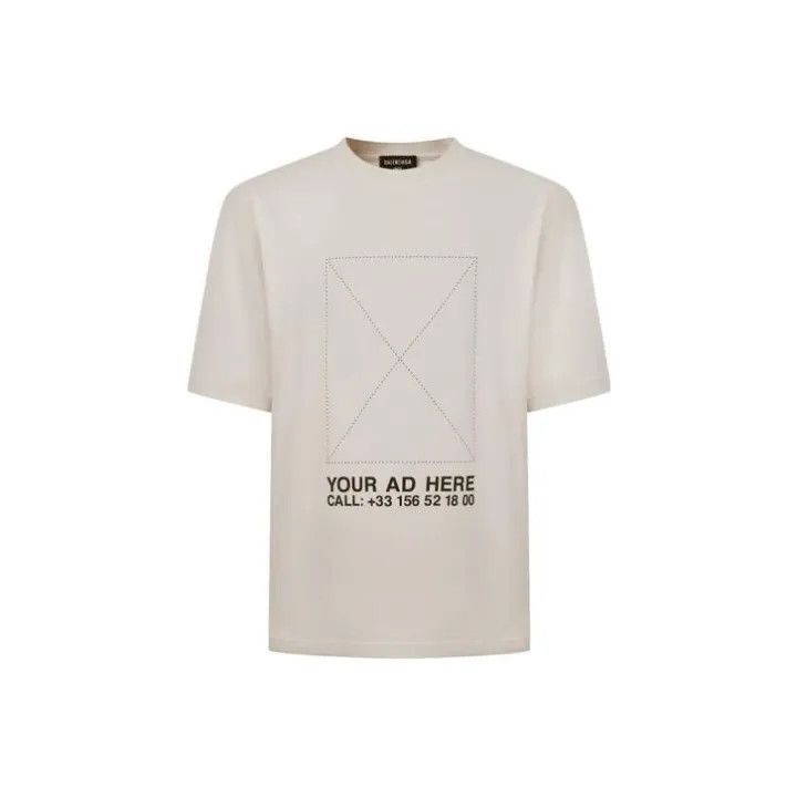 Balenciaga Balenciaga Balenciaga Beige Letter Print Short Sleeve TShi Size US S / EU 44-46 / 1 - 1 Thumbnail