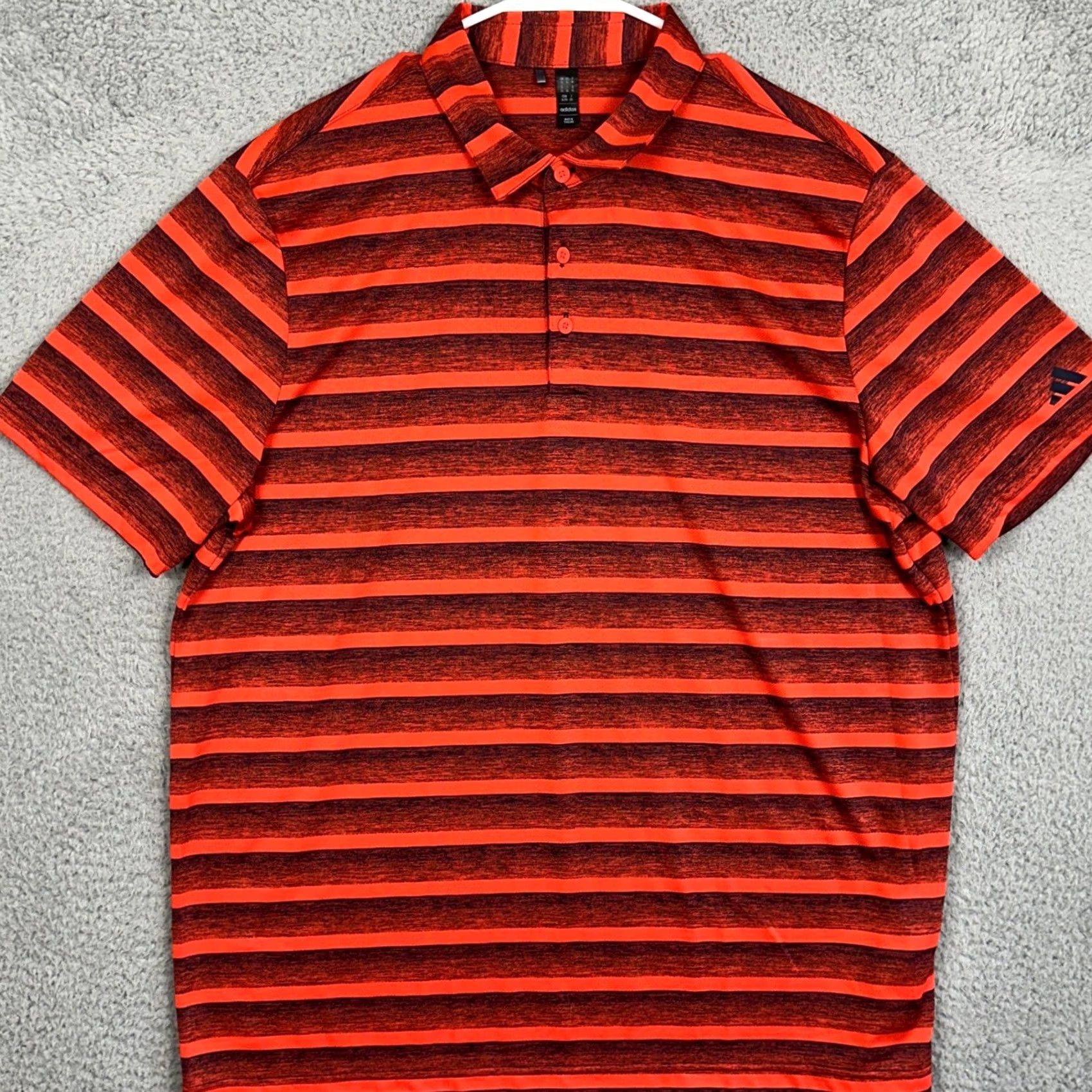 Adidas Adidas Adult Mens XL Shirt Golf Polo Orange Black Stripes Rugby Performance EUC Size US XL / EU 56 / 4 - 3 Thumbnail