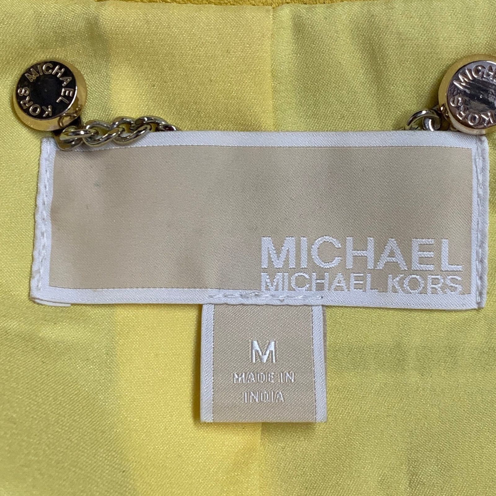 Michael Kors Size M Yellow Leather Lambskin Motorcycle Jacket Size M / US 6-8 / IT 42-44 - 7 Thumbnail