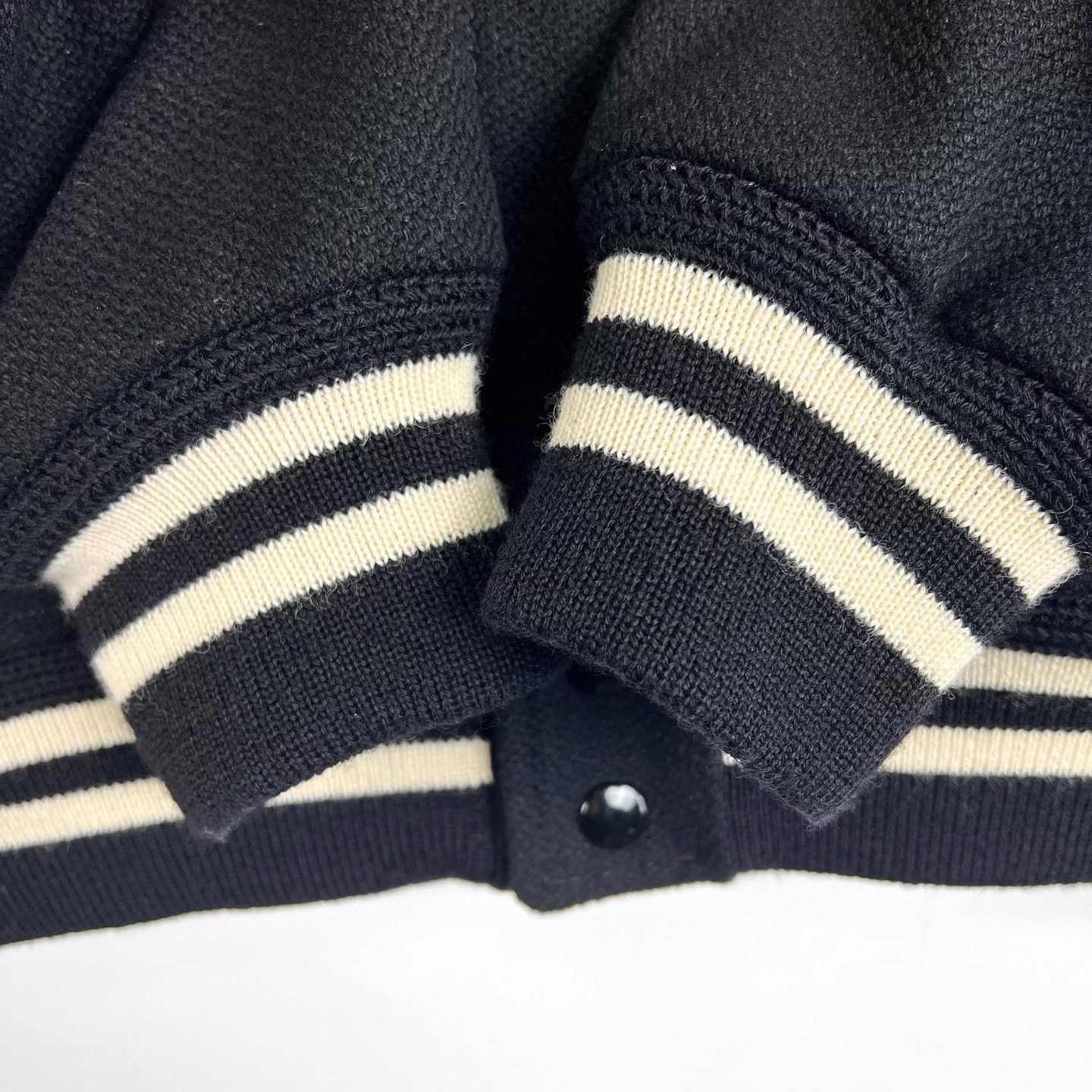 Saint Laurent Paris SAINT LAURENT Black Leather Trim Striped Bomber Jacket 46 Size US S / EU 44-46 / 1 - 5 Thumbnail