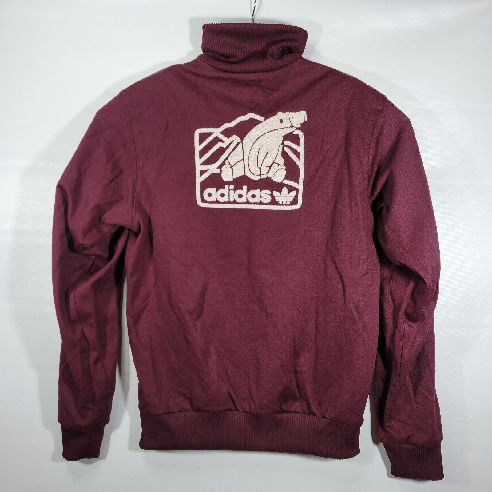 Vintage Adidas Maroon Embroidered Bear Track Jacket Size M