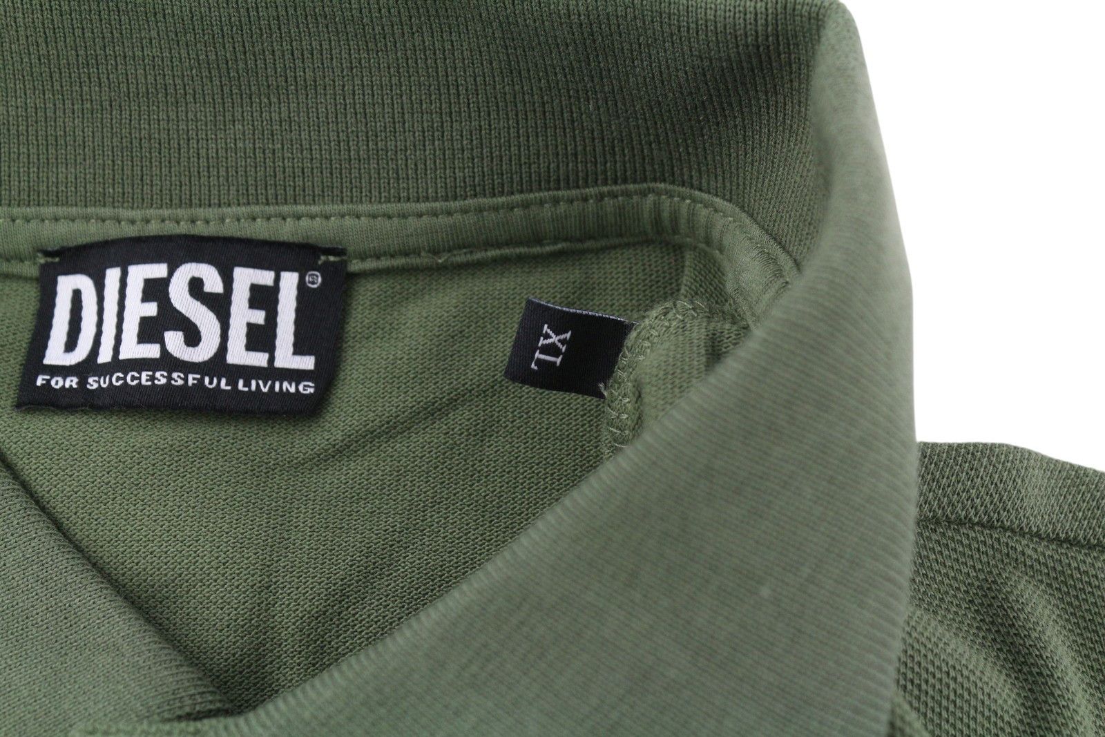 Diesel T-SMITH-B1 XL Khaki Polo Neck Logo T-Shirt 41161 Size US XL / EU 56 / 4 - 9 Thumbnail