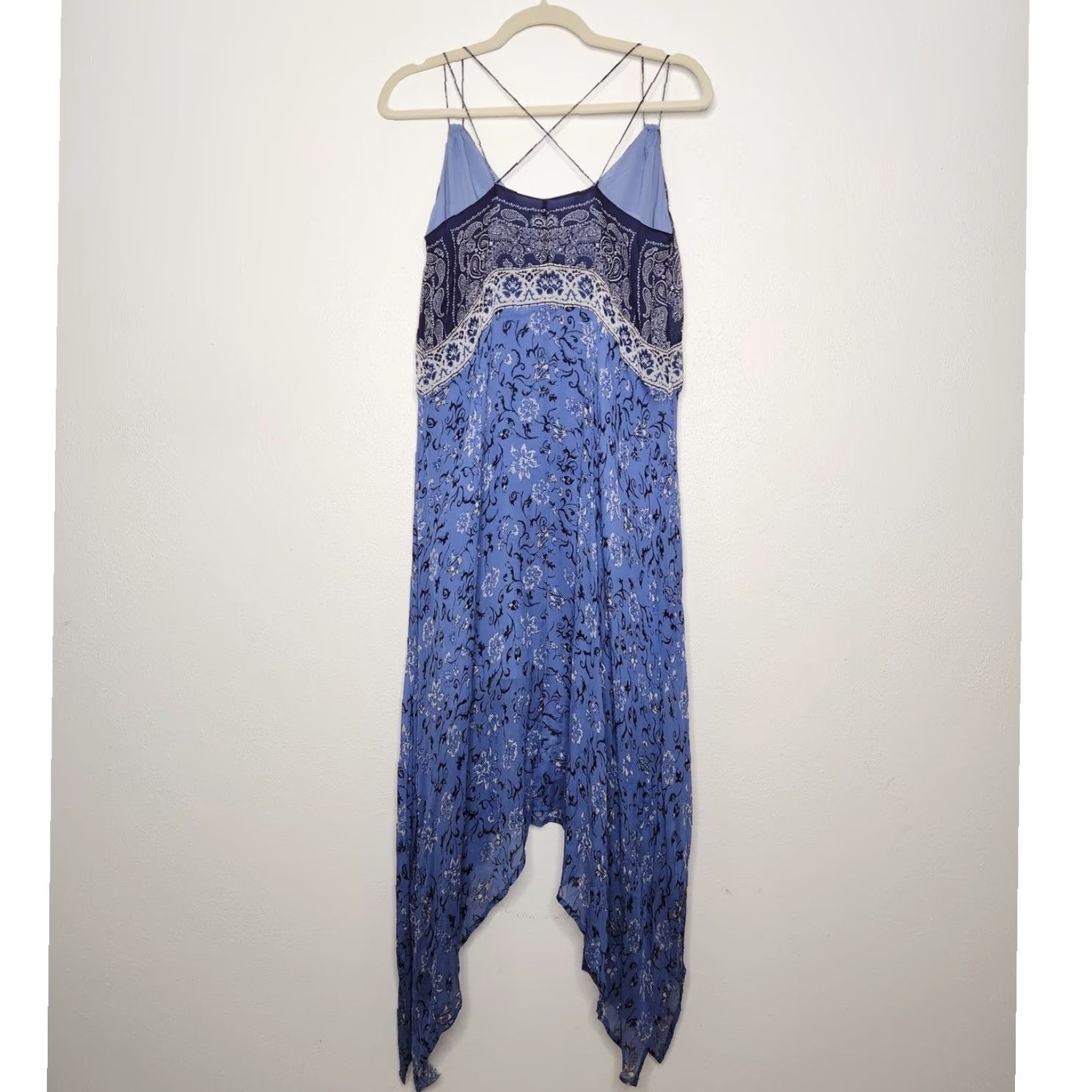 Lucky Brand VINTAGE Lucky Brand Dress Boho Handkerchief Hi-Low Sundress Blue S Women 90s Surf Beachy Boho Yellow? Size S / US 4 / IT 40 - 7 Thumbnail