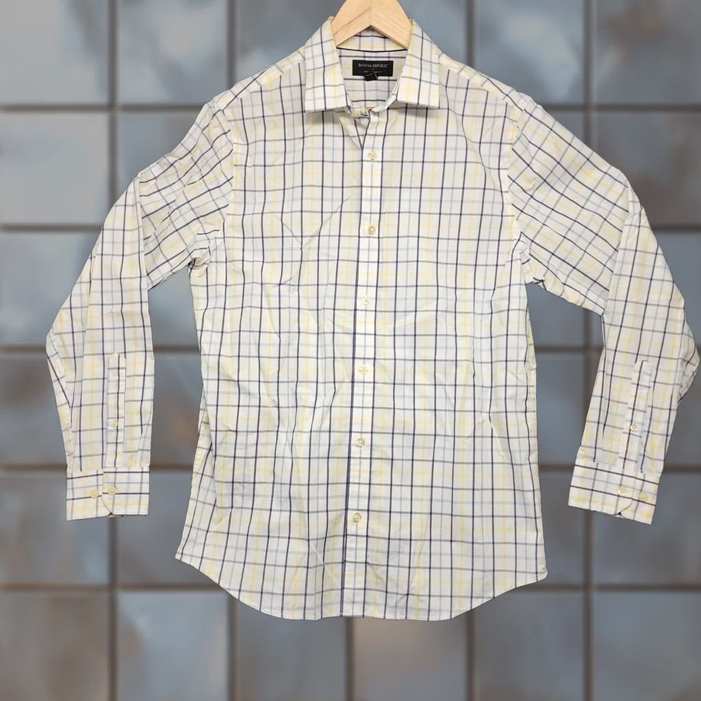 Banana Republic Banana Republic Shirt Mens Medium Slim Fit 15-15.5 33-34 Windowpane Plaid Easter Size US M / EU 48-50 / 2 - 1 Thumbnail