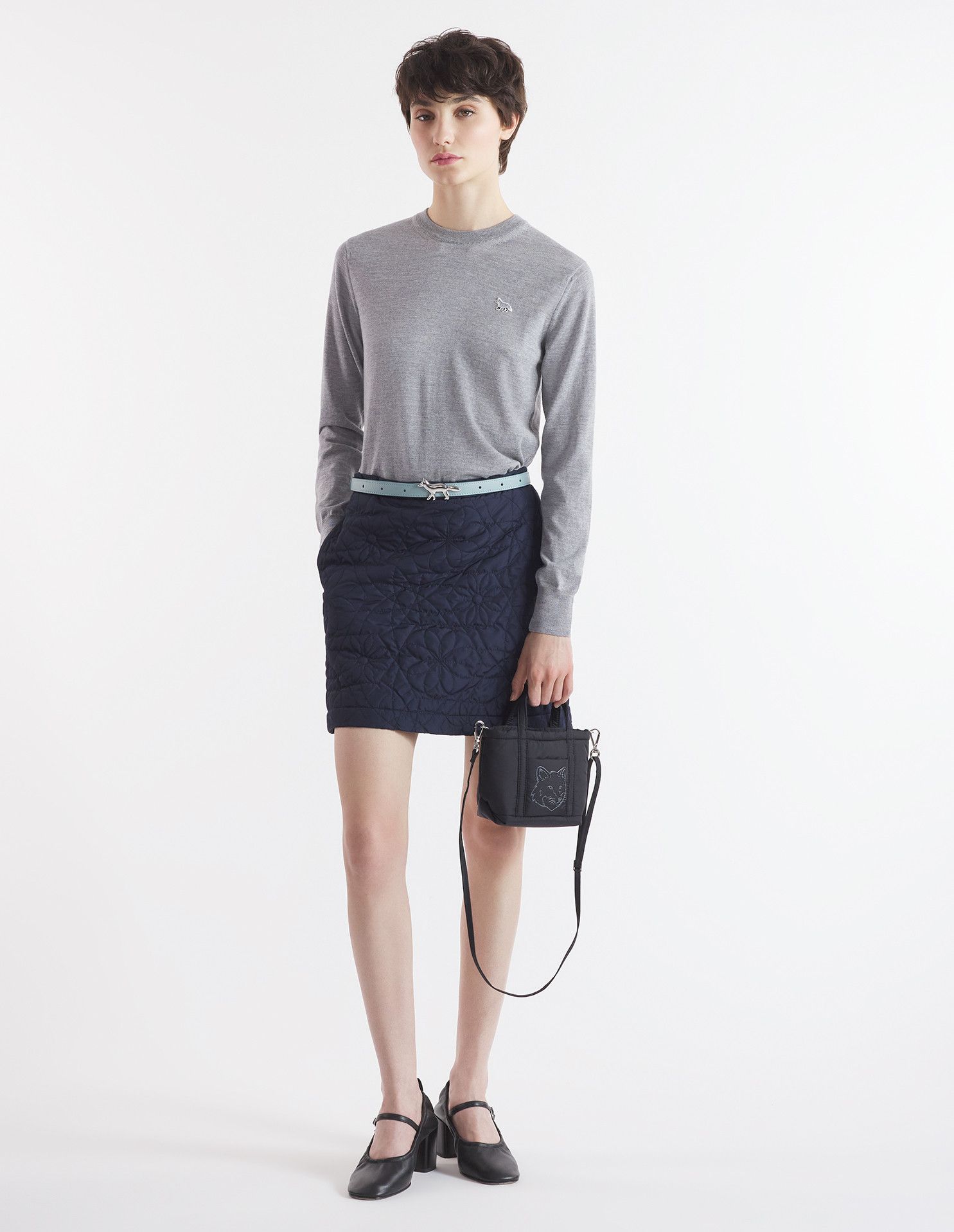 Maison Kitsune o1s22i1n1124 Baby Fox Regular Fit Sweater in Grey Size L / US 10 / IT 46 - 2 Thumbnail