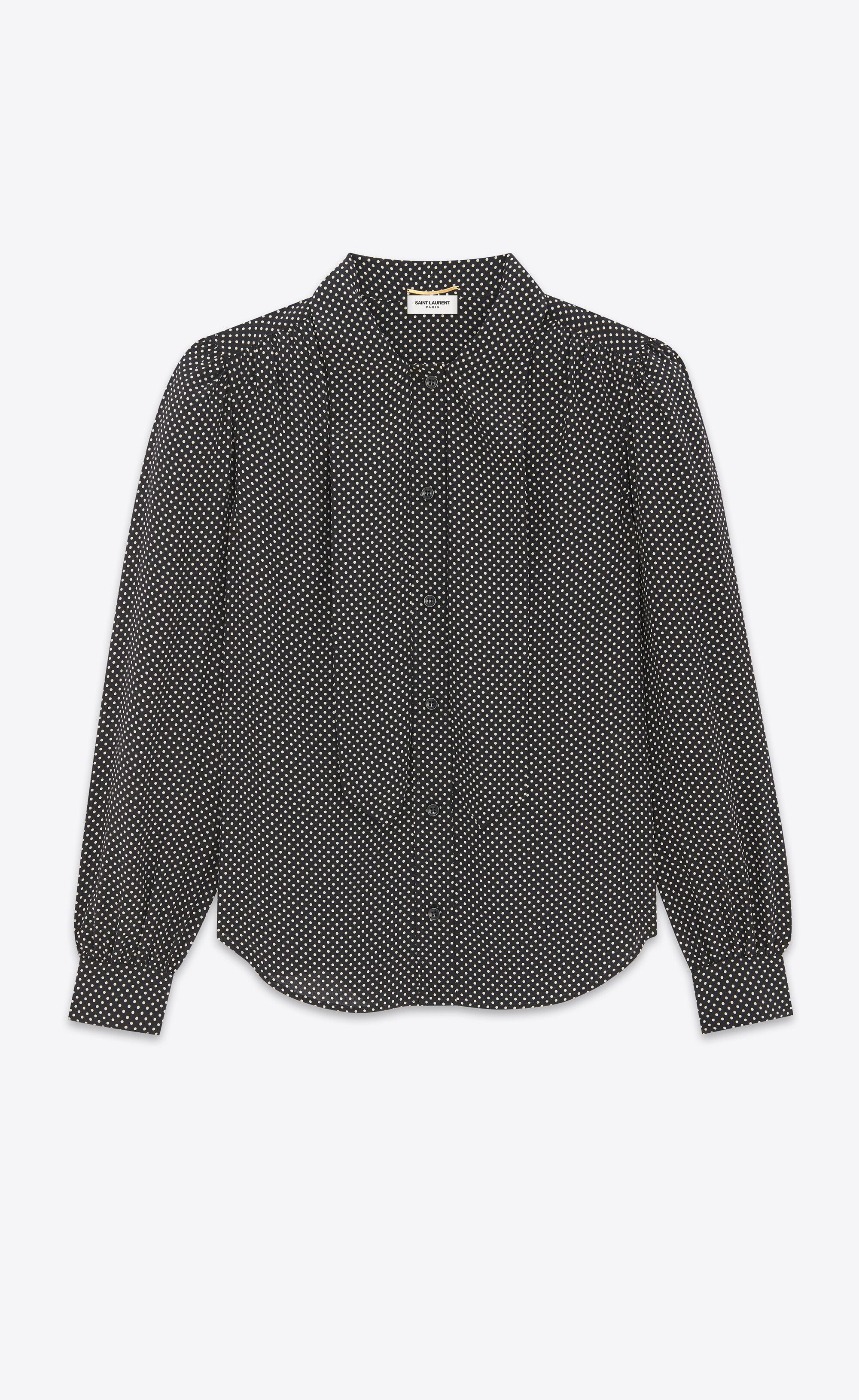 Saint Laurent Paris o1la1rc1a0425 650235 Lavallière-Neck Blouse Silk Satin Size L / US 10 / IT 46 - 2 Thumbnail