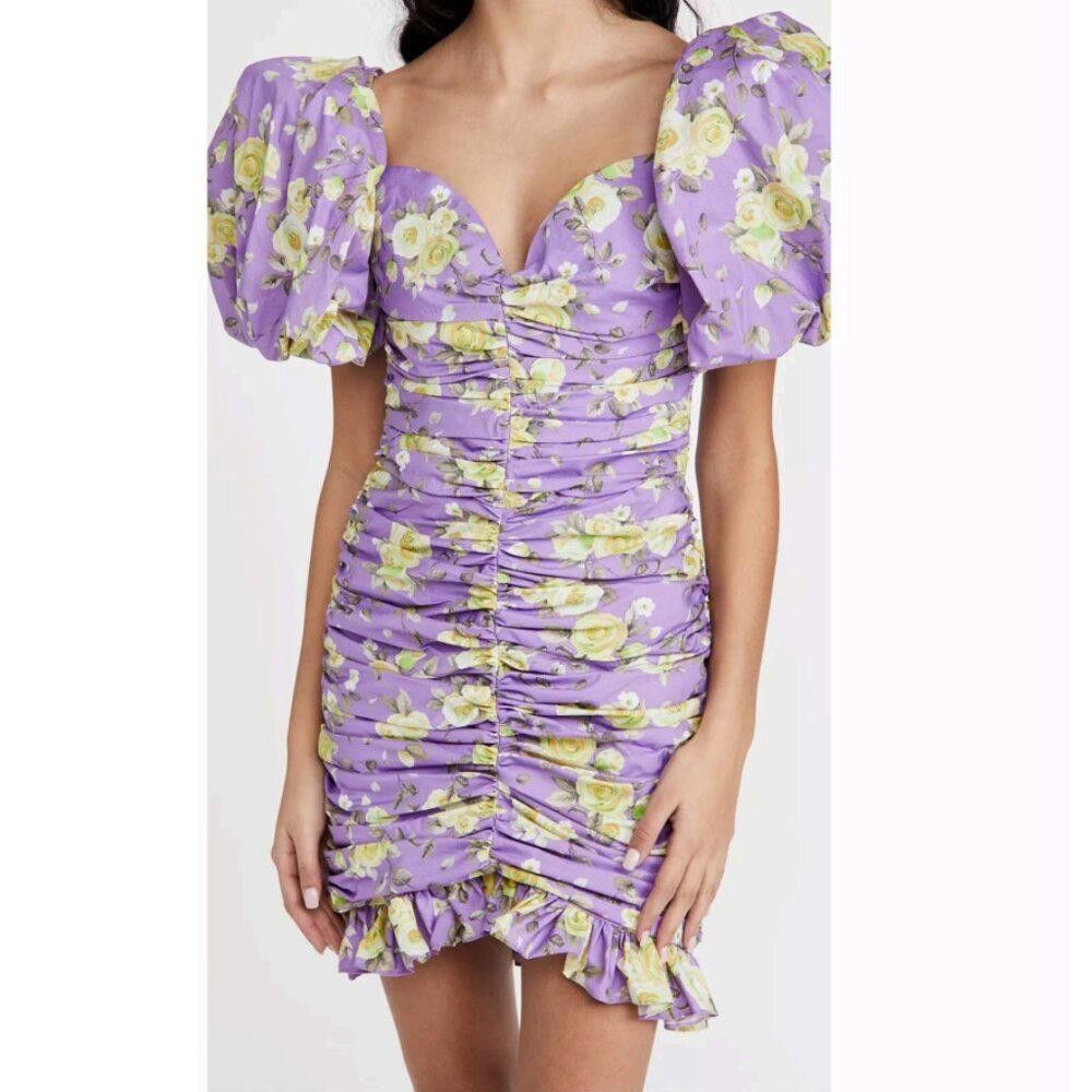 Designer Giuseppe Di Morabito Floral Print Puff Sleeve Mini Dress Size S / US 4 / IT 40 - 6 Thumbnail