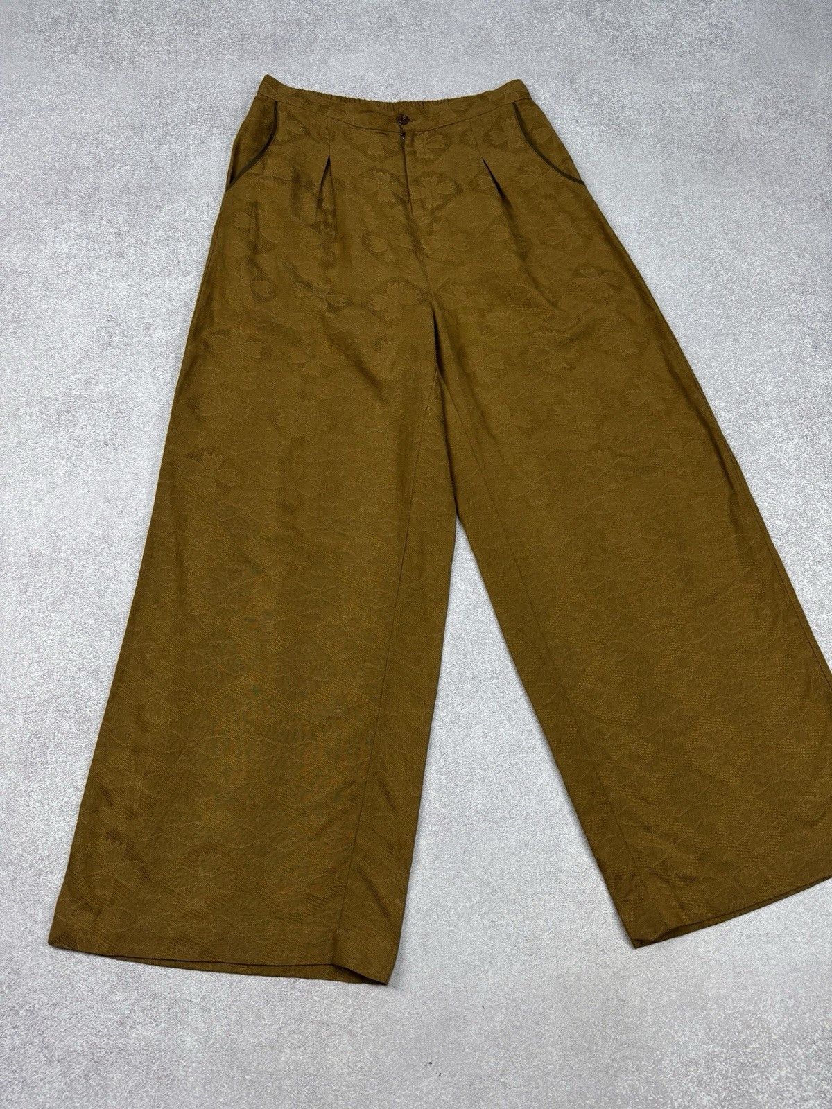 Gudrun Sjoden Gudrun Sjoden Brown Relaxed Wide Leg Flowers Pull On Pants Size 34" / US 12 / IT 48 - 2 Thumbnail