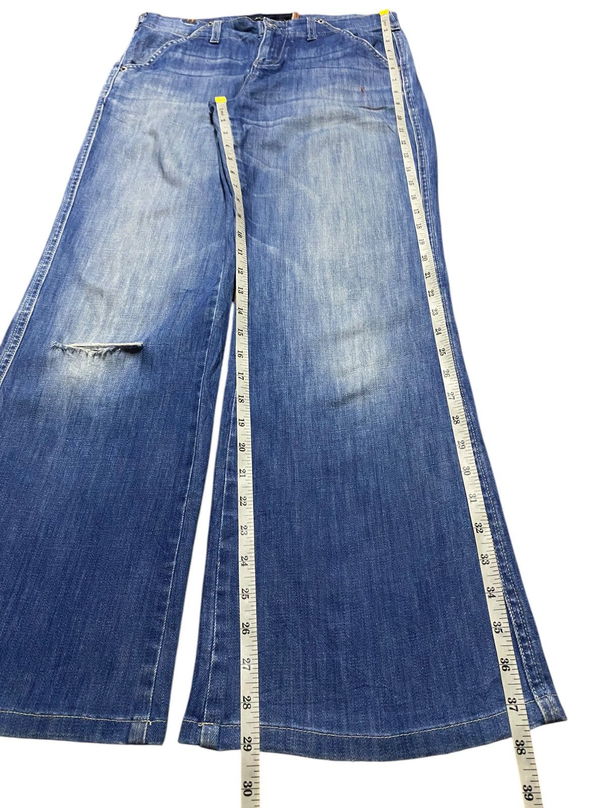 Japanese Brand Vintage Notify Blue Wash Distressed Baggy Jeans Size US 30 / EU 46 - 15 Thumbnail