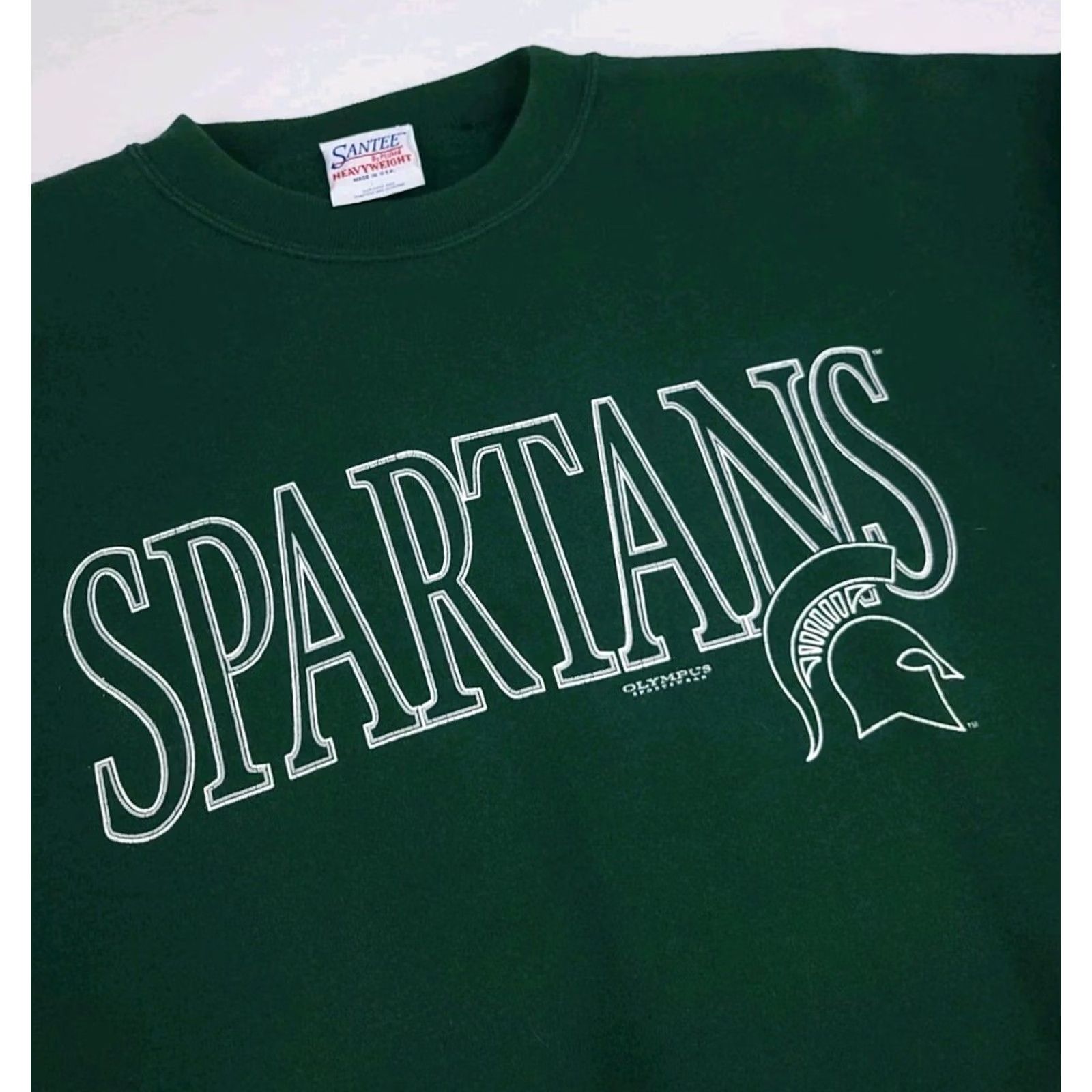 Vintage VINTAGE Michigan State Spartans Sweatshirt Shirt Mens XL Green 90s Santee USA Made Pullover Crew Neck Long Sleeve Size US XL / EU 56 / 4 - 3 Thumbnail