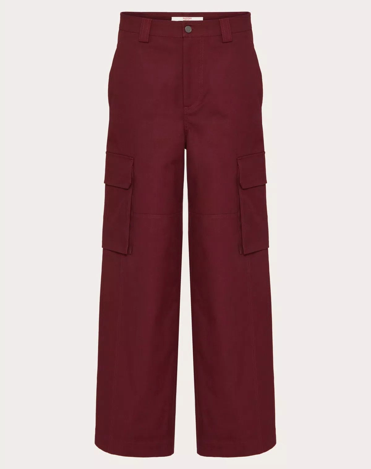 Valentino oc11z0625 Stretch Cotton Canvas Cargo Trousers in Deep Red Size US 40 / EU 56 - 1 Thumbnail